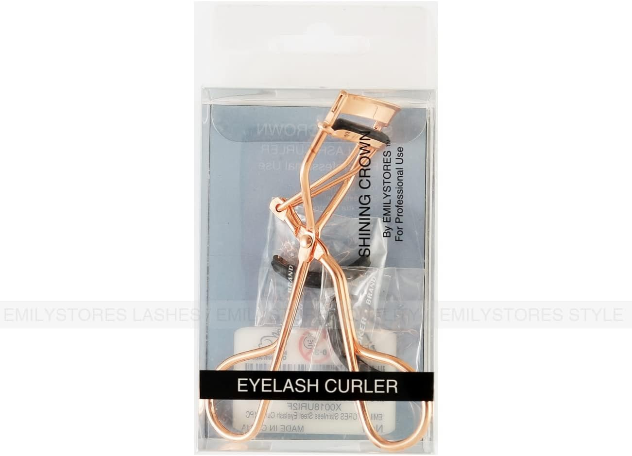 EMILYSTORES Professional Makeup Tool for Eyelashes with 2 Silicone Refill Pads Pinch Pain FREE Metal Eyelash Curler 1PC, Golden Color