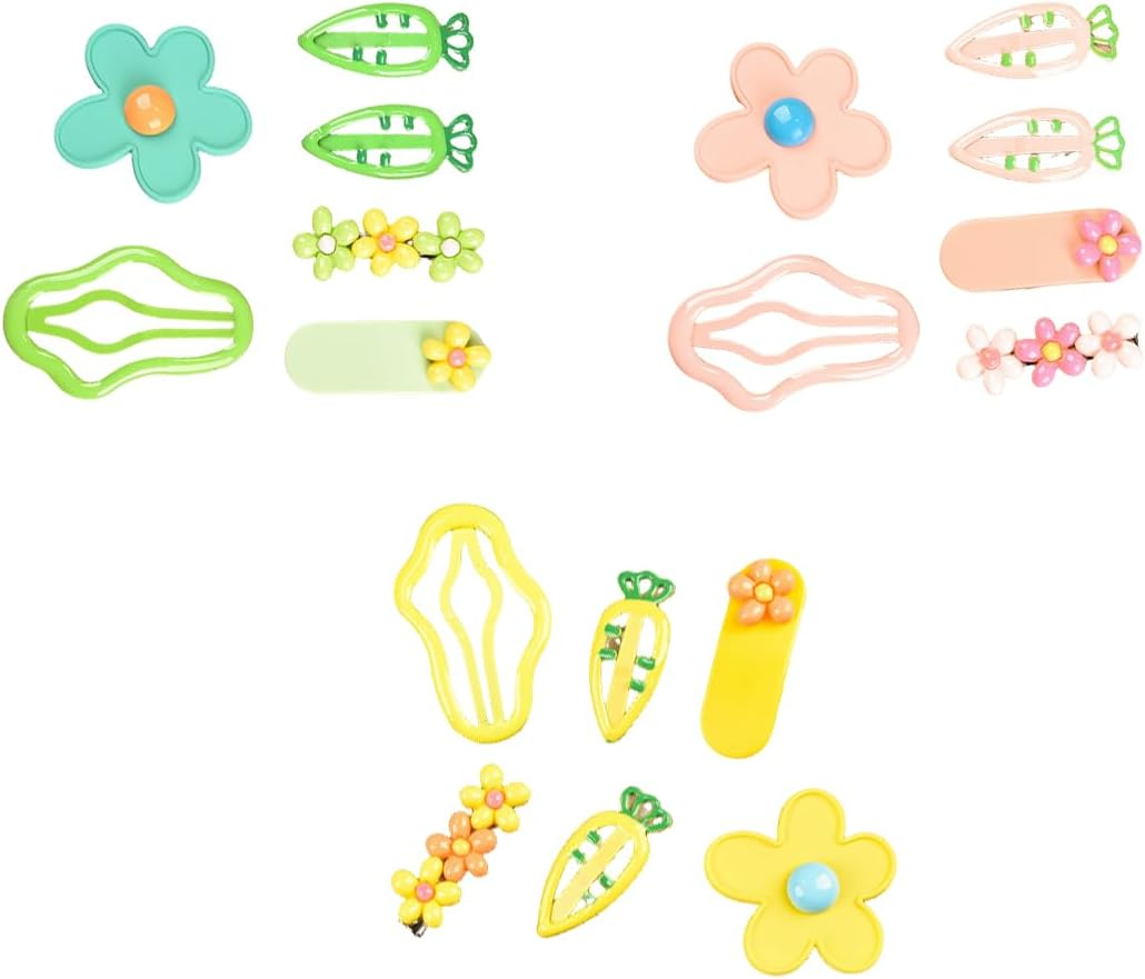 18Ps Hair Clips Women'S Small Mini Flower Shape Duckbill Hair Clips for Styling Flat Hair Clips Stripes Thick & Thin Hair Accessory