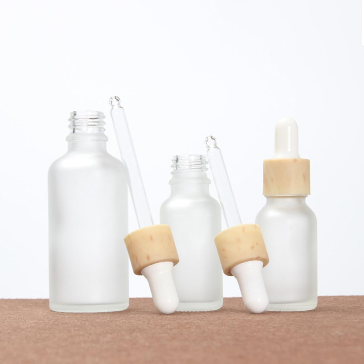 FIXOSHEE 5Pcs 15Ml Frosted Glass Cosmetics Dropper Bottles with Silicone Tops for Hyaluronic Acid and Travel Subpackaging image number 3