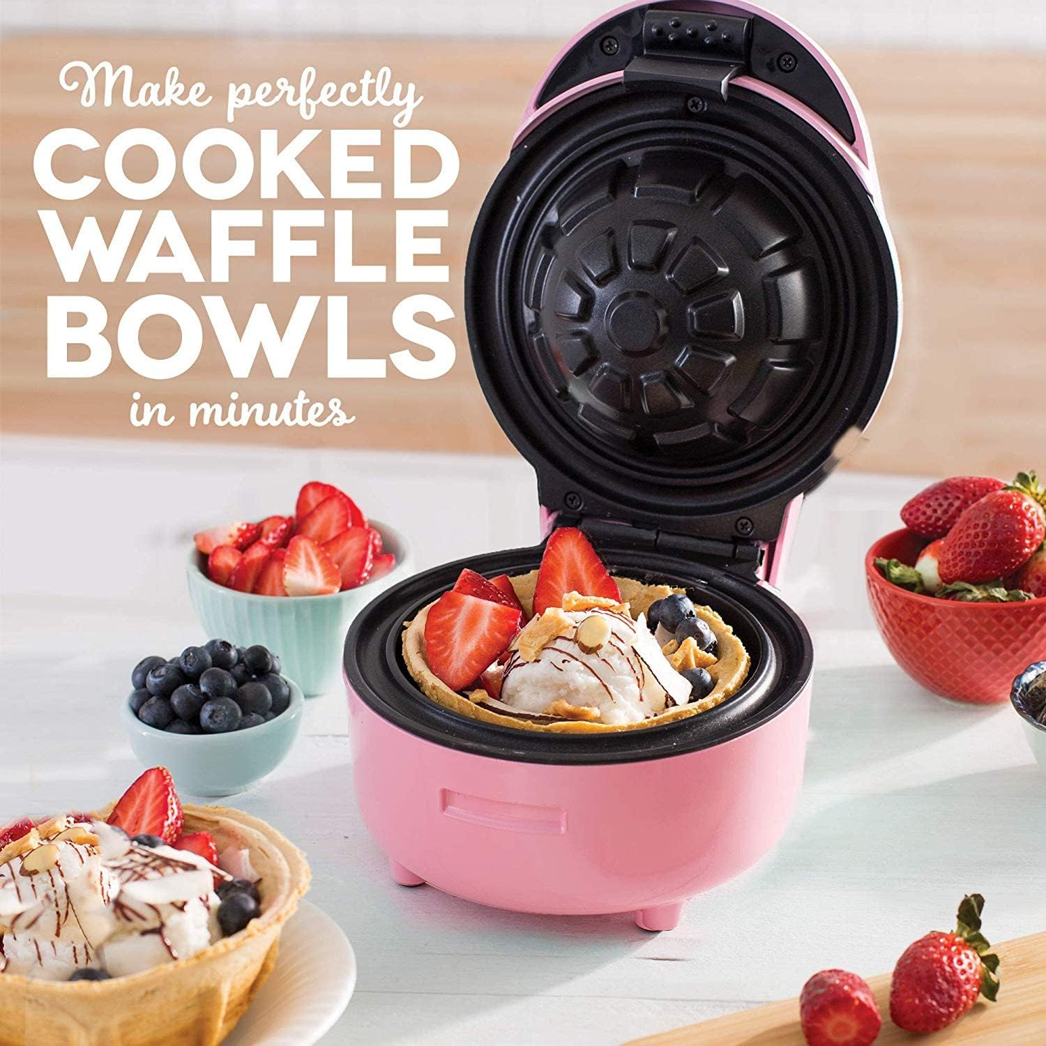 TODO Waffle Bowl Maker Ice Cream Dessert Treat Maker Breakfast Bowl - Pink image number 5