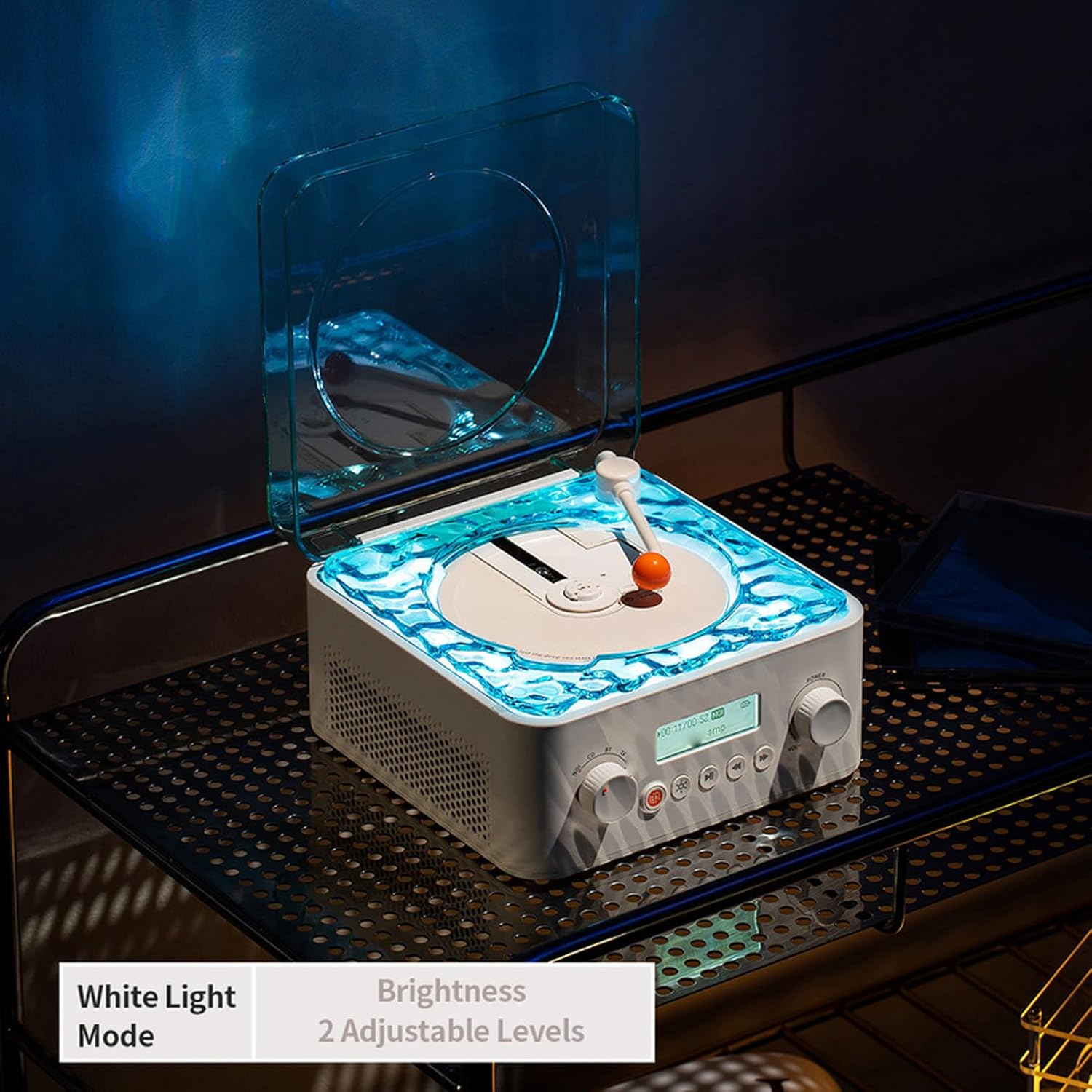 Sxhlseller Retro Bluetooth CD Player with Speaker, 4000Mah Portable Wireless Record Player with White Noise, RGB Lights,Dual Bass for Home, Bedroom, Relaxation image number 6