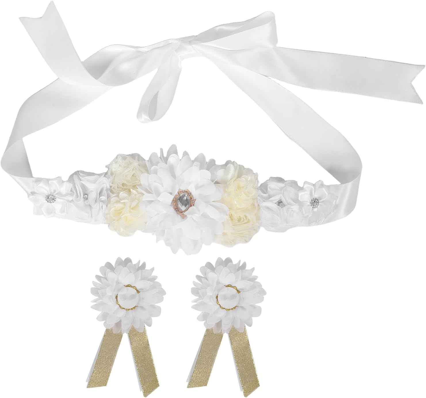 1 Set Maternity Sash: Maternity Flower Belt for Baby Shower and Wedding Photography - Adjustable Belly Band - Party Decoration for Pregnant Women image number 5