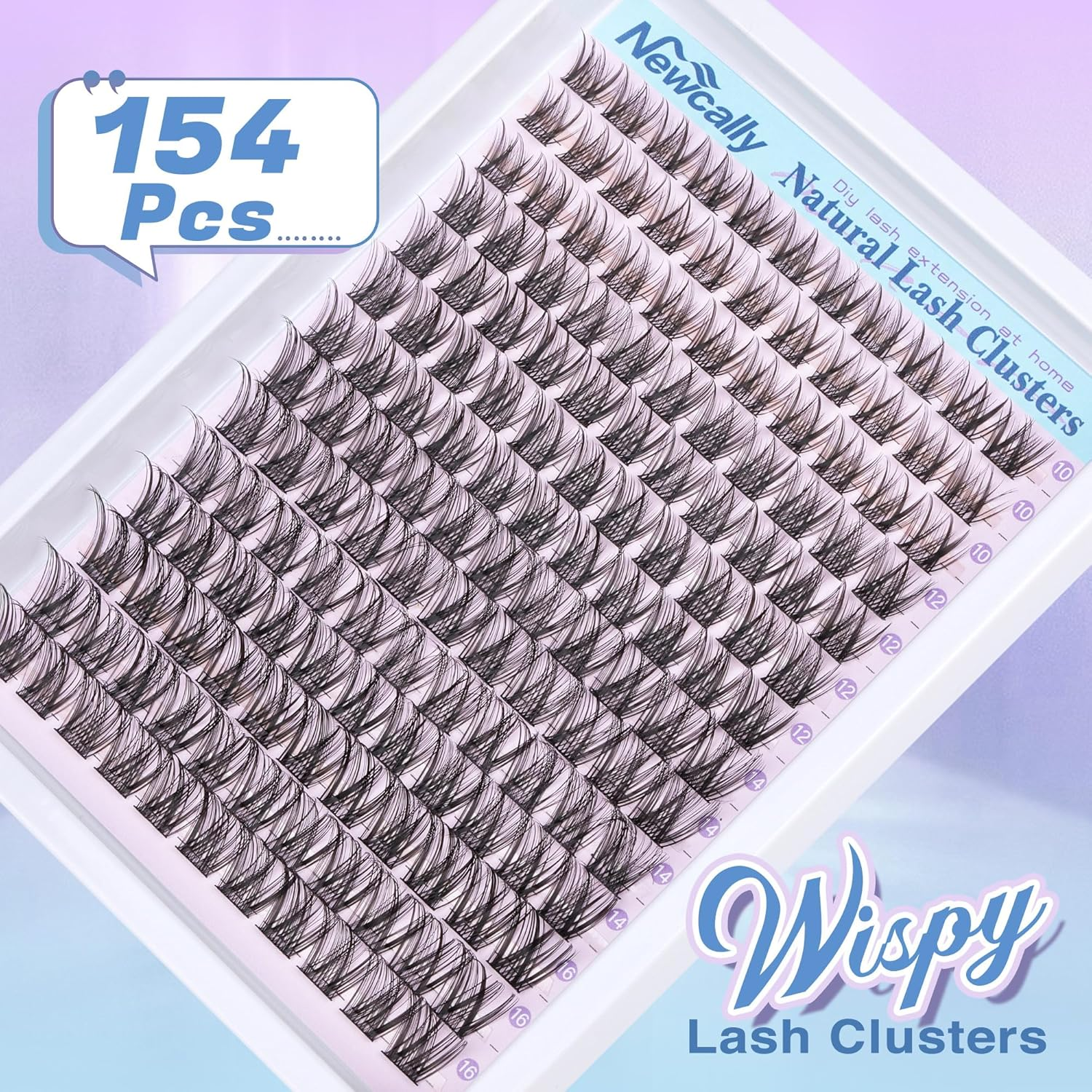 Lash Clusters Kit Wispy Natural Cluster Eyelash Extension Kit DIY Lash Extension Kit C Curl 10-16MM Eyelash Clusters Volume Individual Lashes Kit by Newcally image number 6