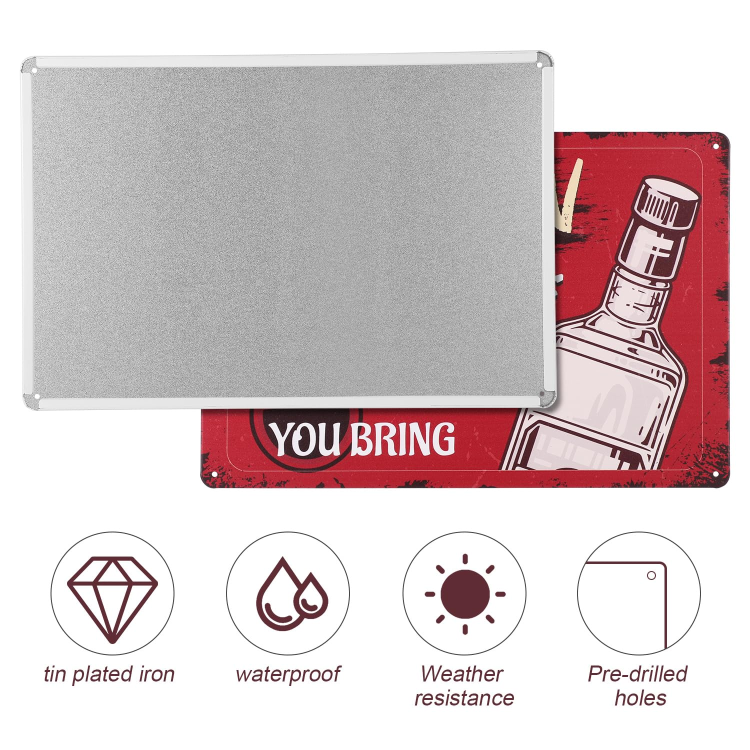 NQEUEPN 2Pcs Bar Signs, 8X12In Bar Open Sign & Cheers Sign Cheers to Good Time & Good Friends Metal Home Bar Decor Vintage Pub Decorations Funny Gifts for Home Retro Bar Shop Cave Wall image number 4