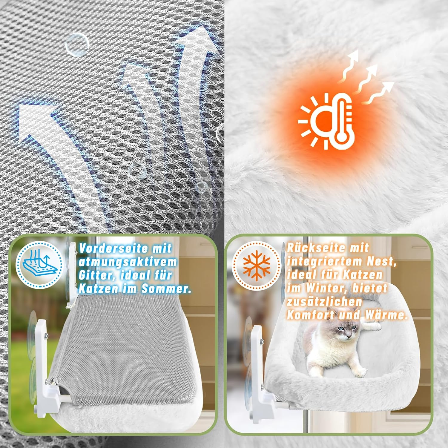 Casgee Window Lounger for Cats 60 X 30 Cm Beige with Cat Litter Tray image number 2