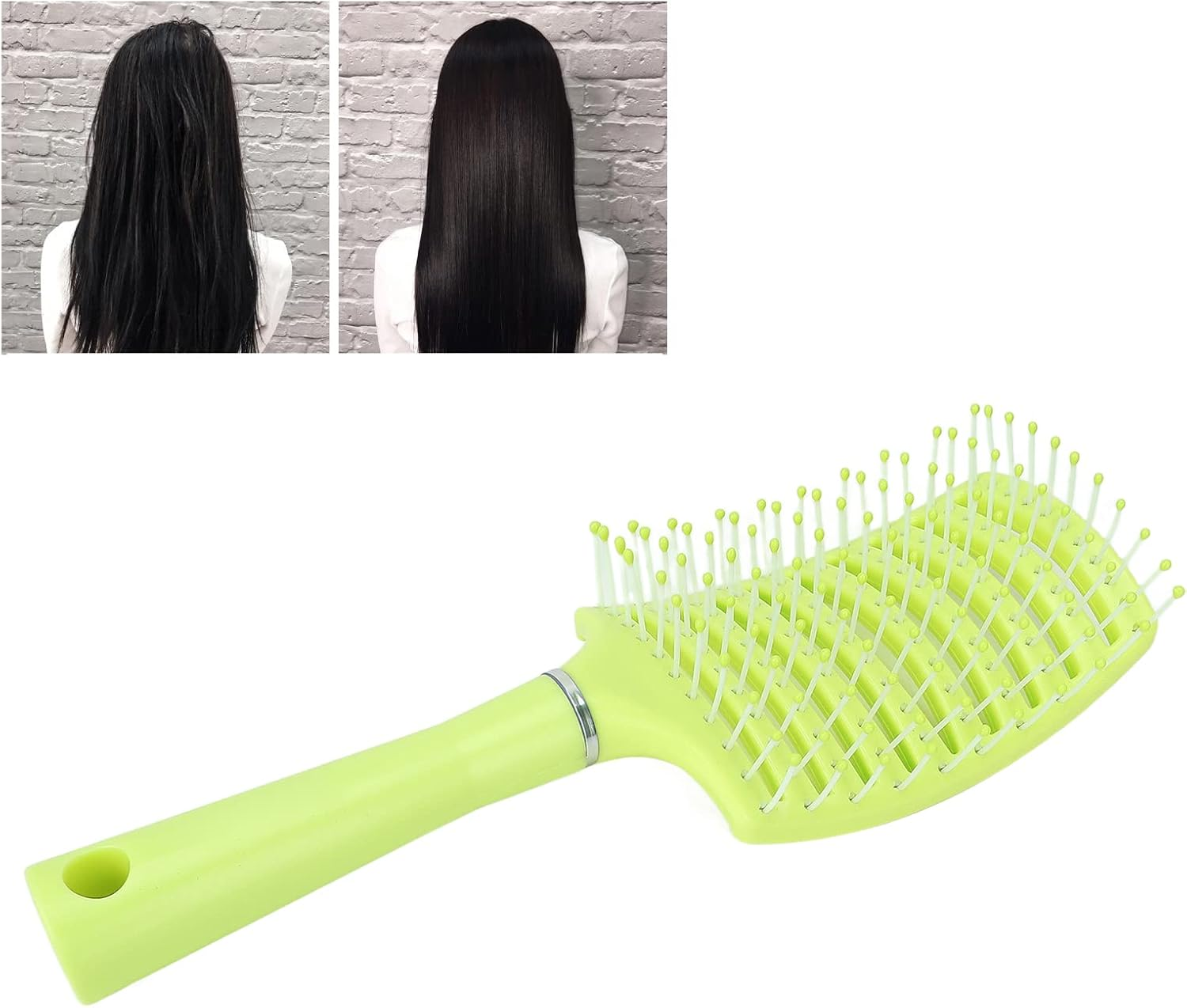 Hair Brush, Vented Scalp Massage Paddle Hair Brush Styling Tool for Hair Salon for Home Travel Fluorescent Yellow image number 4