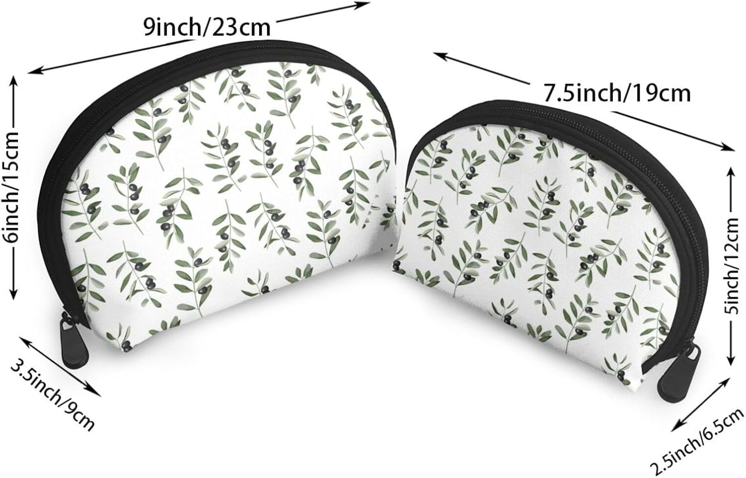 Cozimangoe Coin Pouch Makeup Bags Set, 2 Piece Shell Shape Cosmetic Bag with Pockets for Daily Travel Handbag Lipstick Keys Toiletry, Personalized Olive Branch Watercolor Style Nature image number 1