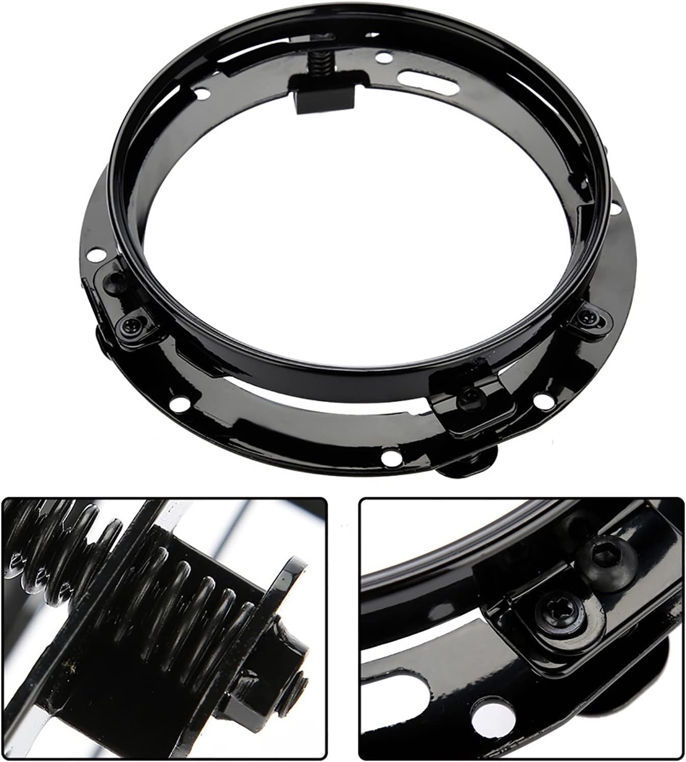 Headlight Mounting Brackets, 7 Inch Car Headlight round Ring Mounting Bracket Headlight Trim Ring Compatible with Wrangler(Black) image number 5