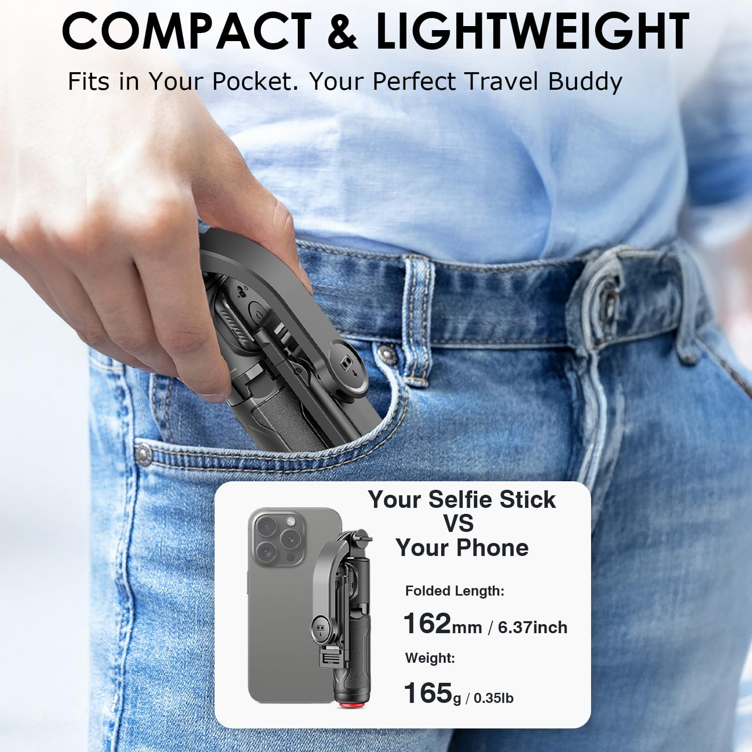 Selfie Stick, Auto Pop Open MINI Selfie Stick Extendable Phone Tripod with Wireless Remote, Stable and Firm Travel Tripod, for Selfies, Video, Compatible with Iphone & Android Devices -Black image number 3