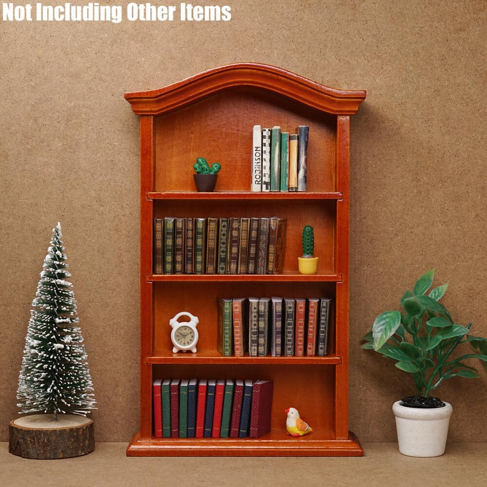 Odoria 1/12 Scale Miniature Shelf Mini Bookshelf Bookcase Miniatures Dollhouse Furniture Accessories Dolls House Accessory, Brown
