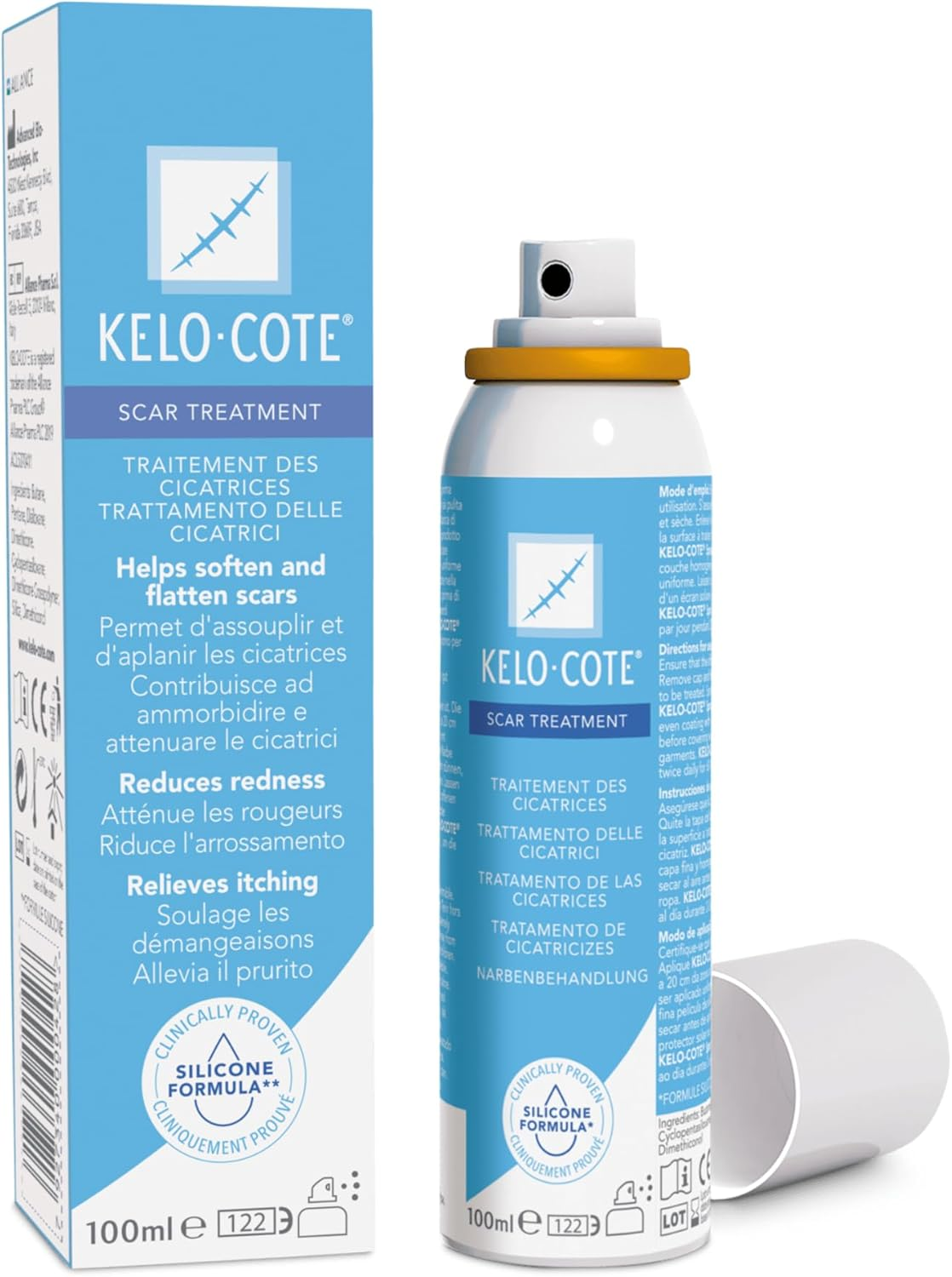 KELO-COTE&reg; Scar Spray &ndash; Clinically Proven, Medical-Grade Silicone Scar Treatment | Prevents & Treats Keloid, Hypertrophic & Burn Scars | Ideal for Large, Sensitive & Hard-To-Reach Scars | Reduces Redness & Discoloration image number 1