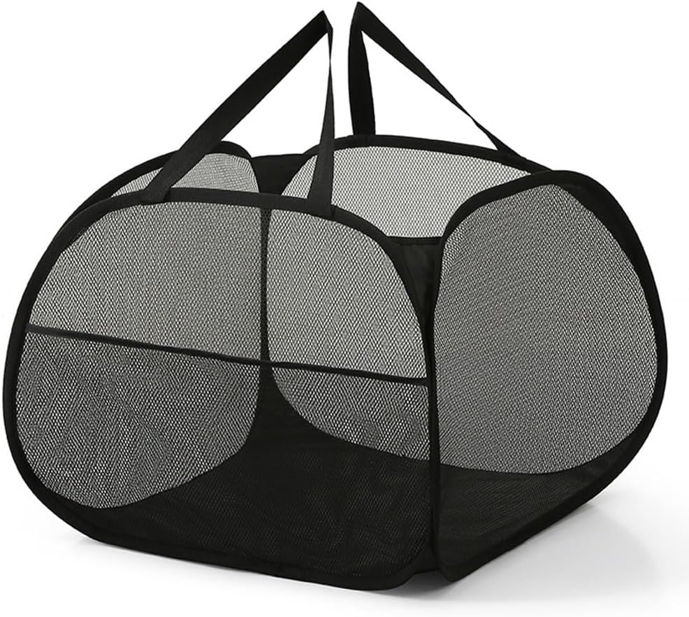 Vekol Thickened Laundry Basket Collapsible Laundry Hamper Large 90L Mesh Laundry Hamper Foldable Laundry Basket with Side Pocket for Laundry Room, Bathroom, Kids Room (Grey)