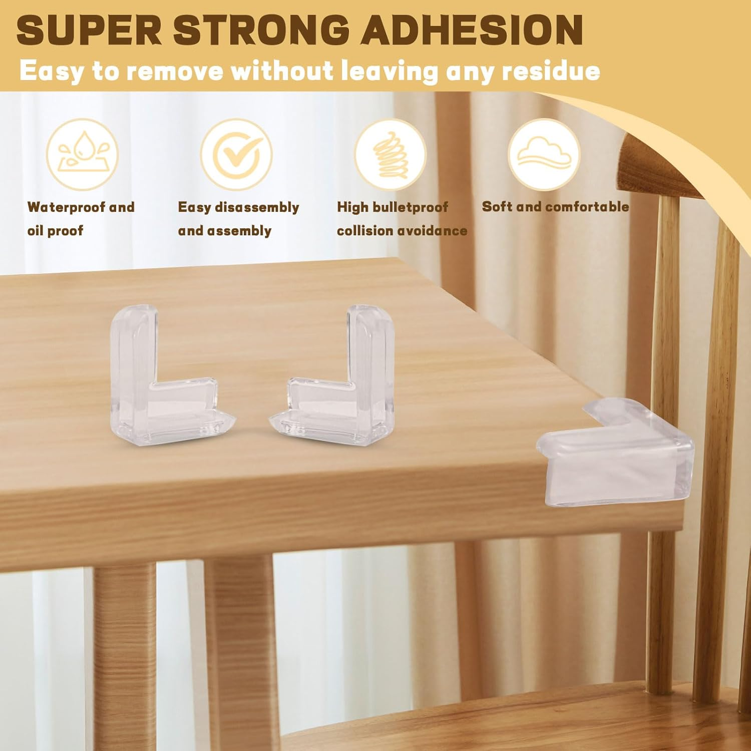 ASTIMESA Thickened Corner Protectors for Furniture, Clear Table Corner Covers Guards, Sharp Edge Bed Corner Bumpers Cushion for Countertop Desk Cabinets (L-Shape) (12 Pack) image number 2
