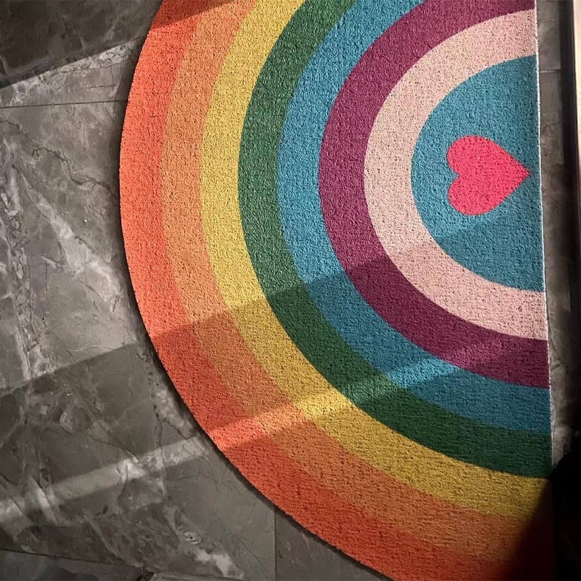 Creative Semi Circular Area Rug anti Slip Door Mat Rainbow Floor Mats Bedroom Carpet Rugs Entrance Doormat Anti-Slip Mats Rubber Backing, Durable & Washable (40&times;80Cm) image number 2