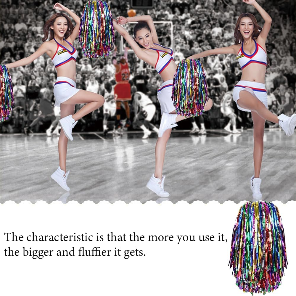 2Pcs Cheerleader Pompoms Hand Flowers,Pompoms Cheer for Boy Girl,School Sports Dance Games Team Spirit Cheer,For Team Sports,Cheer Sports Party Dance Useful Accessories - Silvery Purple image number 3