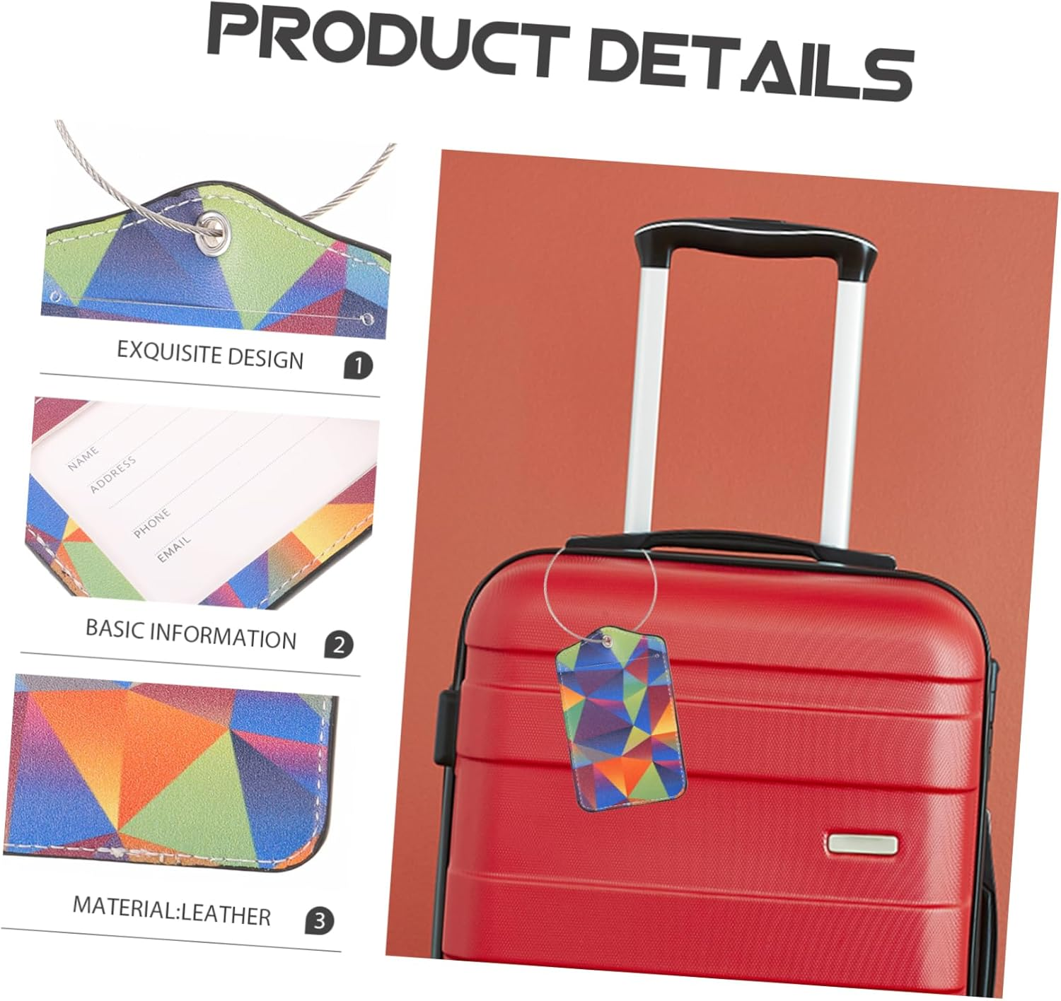 2Sets Luggage Tags with Loop Durable Travel Labels for Easy Identification of Suitcases Unique Design for Enhanced Visibility for Frequent Travelers and Choices 2Pcs*2 image number 1