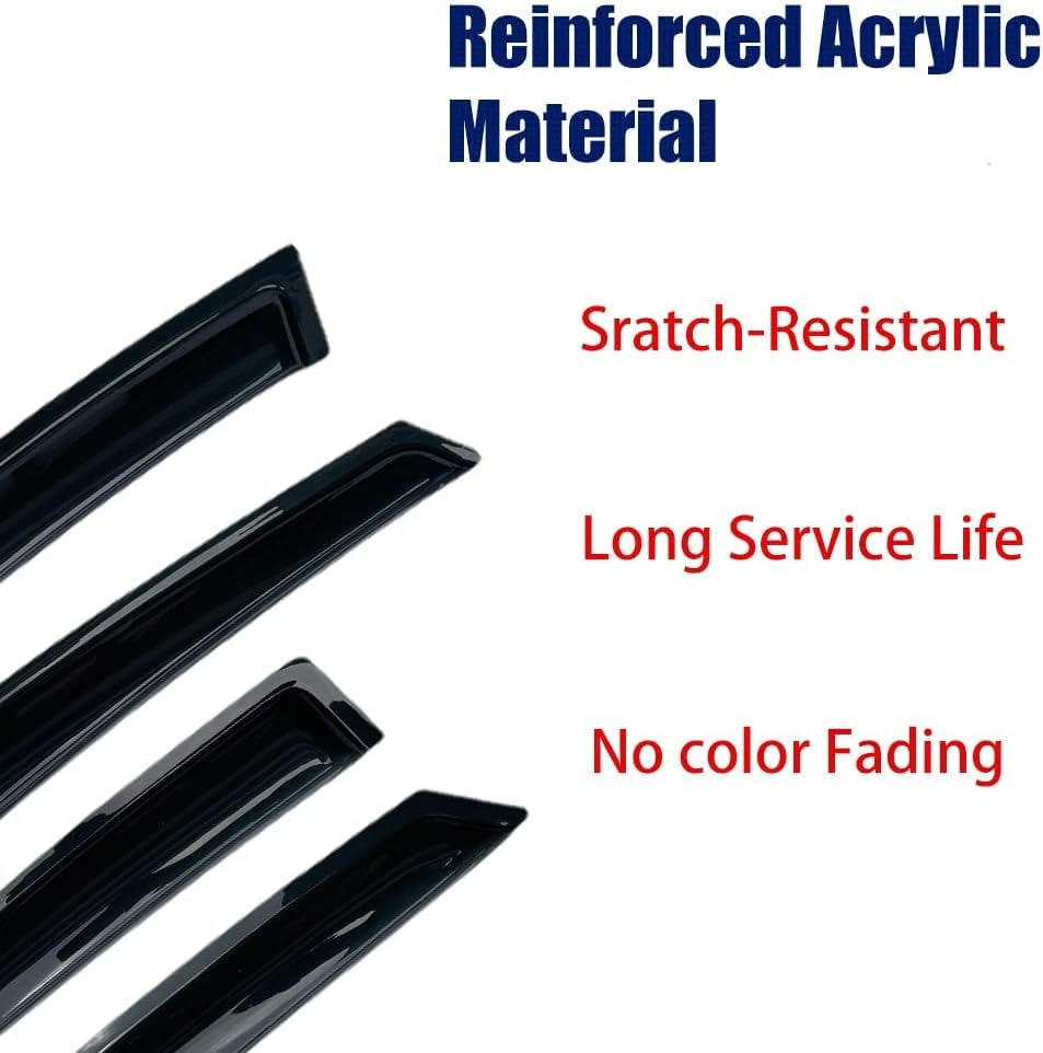 Puermto 94113 Side Window Wind Vent Deflector,4Pcs Out-Channel Tape-On Nice Shade Rain Guards Set,Dark Smoke Window Visors Fit for 1997-2001 Honda CR-V image number 6