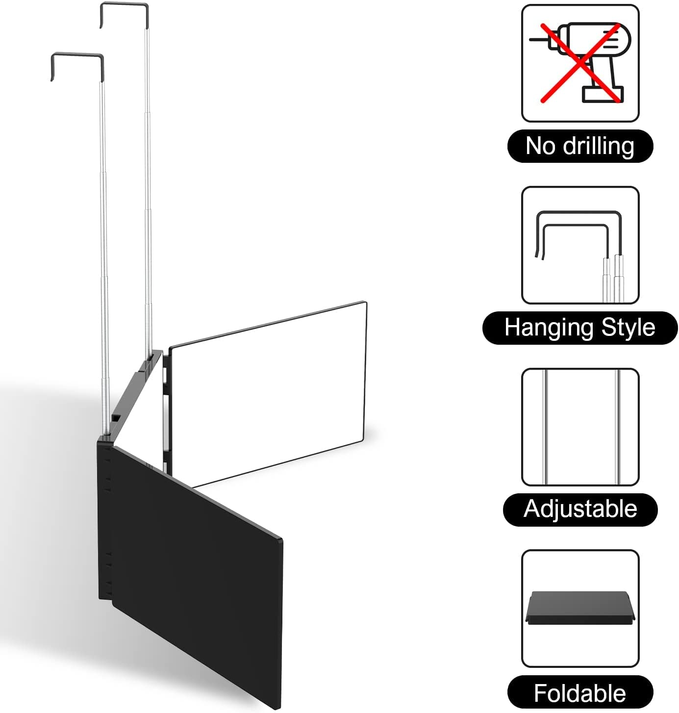 3 Way Makeup Mirror with 10X Magnified Mirror, Trifold 3 Way 360 Mirror for Cutting Hair | 3 Mirror Selfcut System- Portable DIY Haircut Tool (Black) image number 1