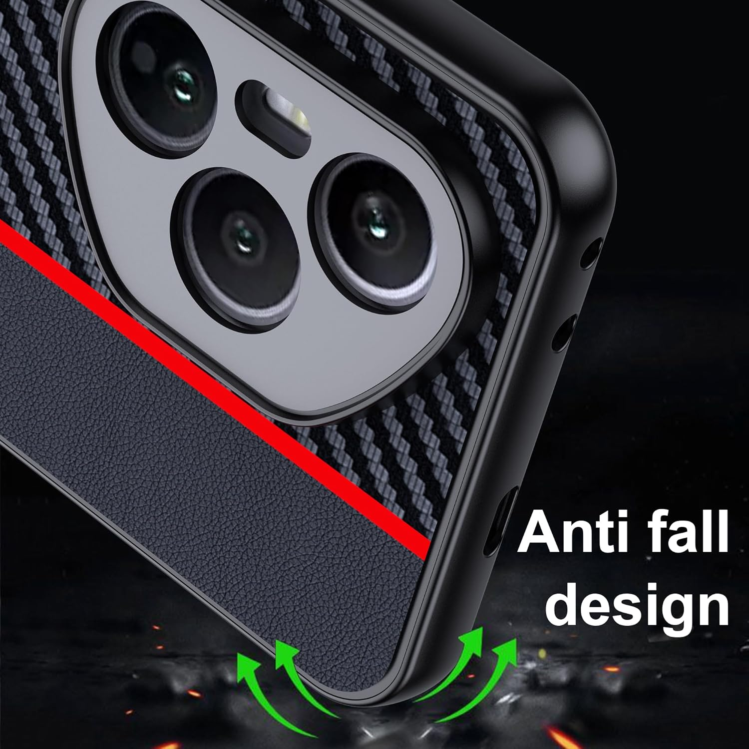 FDHYFGDY Case for Honor 400 Pro Protective Case - Waterproof and Shockproof - Carbon Fibre Mobile Phone Case Compatible Honor 400 Pro Case - Red and Black