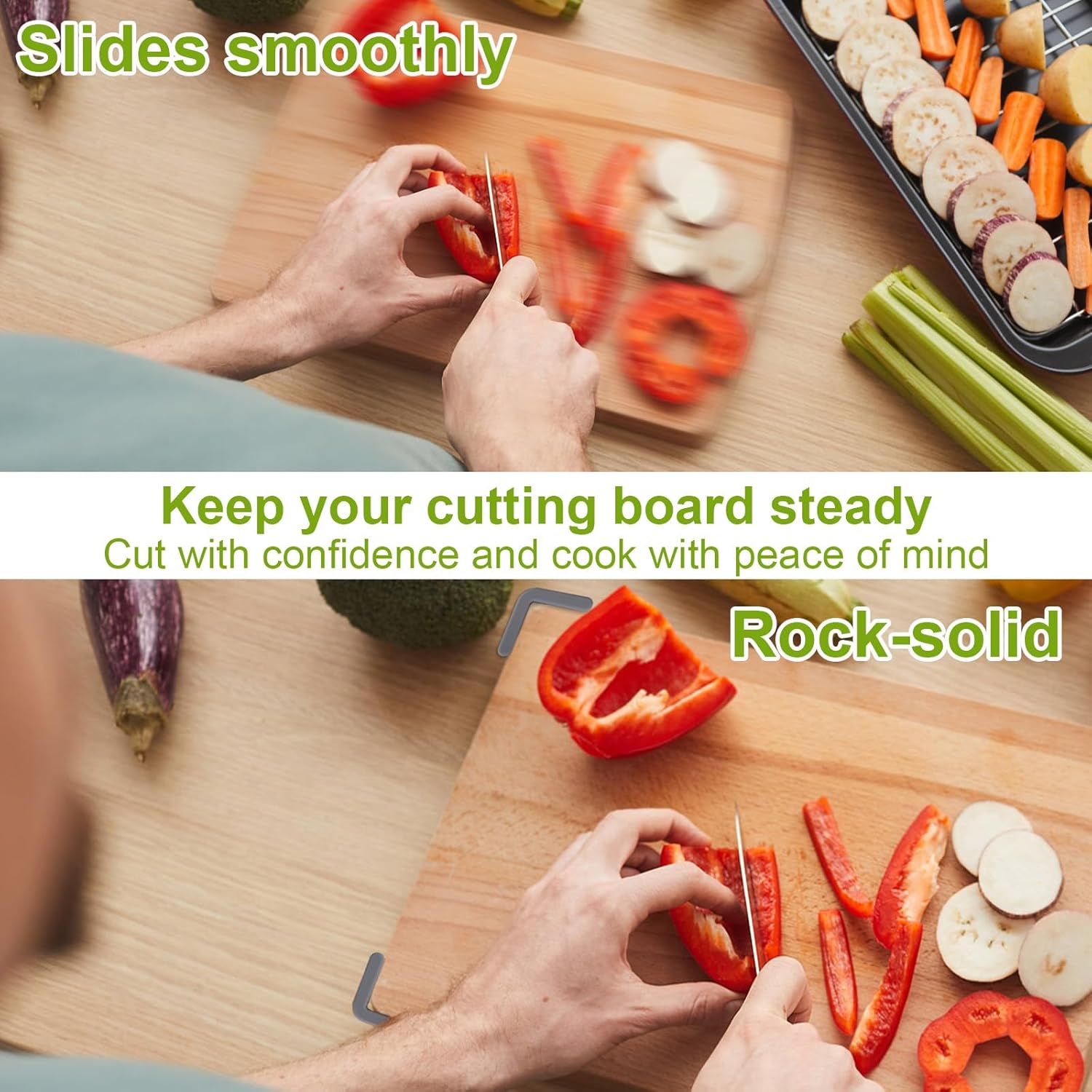 4Pcs Silicone Non-Slip Cutting Board Feet, Removable & Shock-Absorbent Cutting Board Stabilizer Pads for Kitchen Countertop Protection Secure Chopping Housewarming Gift image number 2