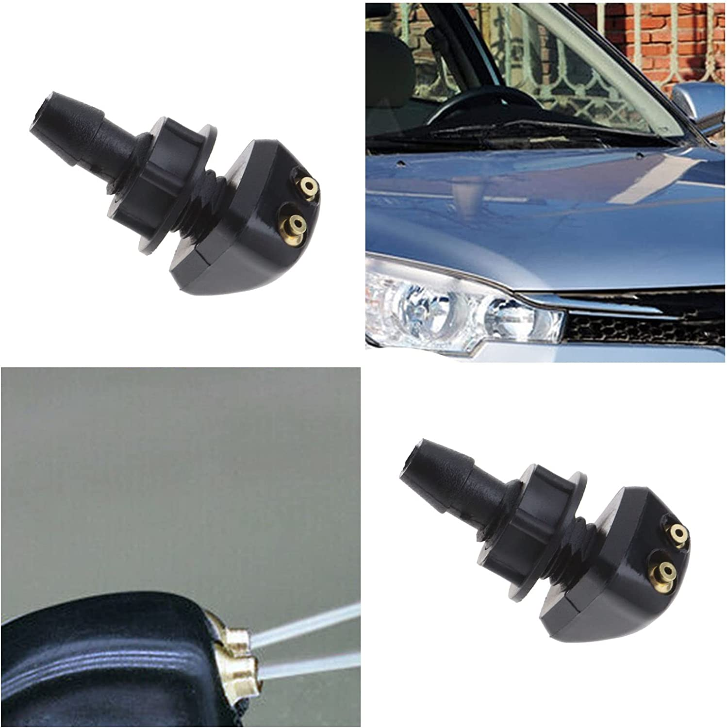 Emsea 4Pcs Car Front Windshield Wiper Washer Nozzles Windscreen Washer Wiper Spray Jet Universal Car Front Window Washer Nozzles image number 4