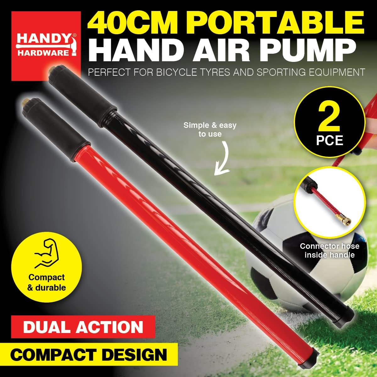 Portable Bicycle Pump, Assorted, 40 Cm Size (Pack of 2)