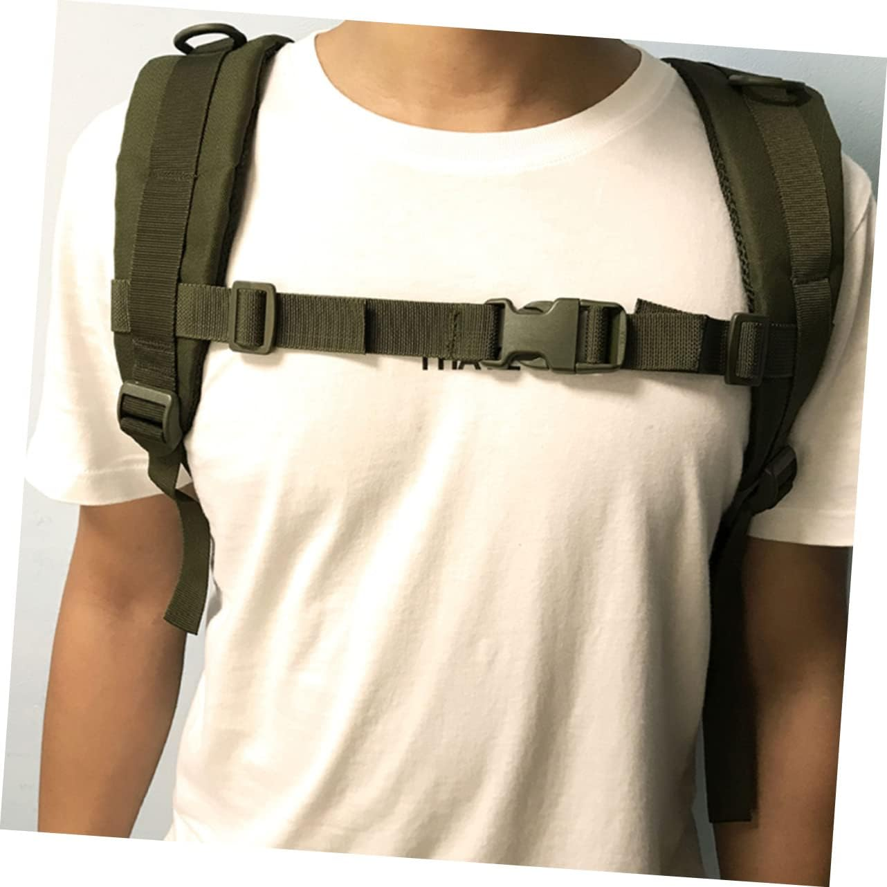 Parliky 2Pcs Adjustable Backpack Straps Backpack Sternum Strap Bag Chest Strap Sternum Strap Buckle Backpack Chest Belt Backpack Connect Straps Outdoor Travel Stretch Strap Nylon - Army Green image number 4