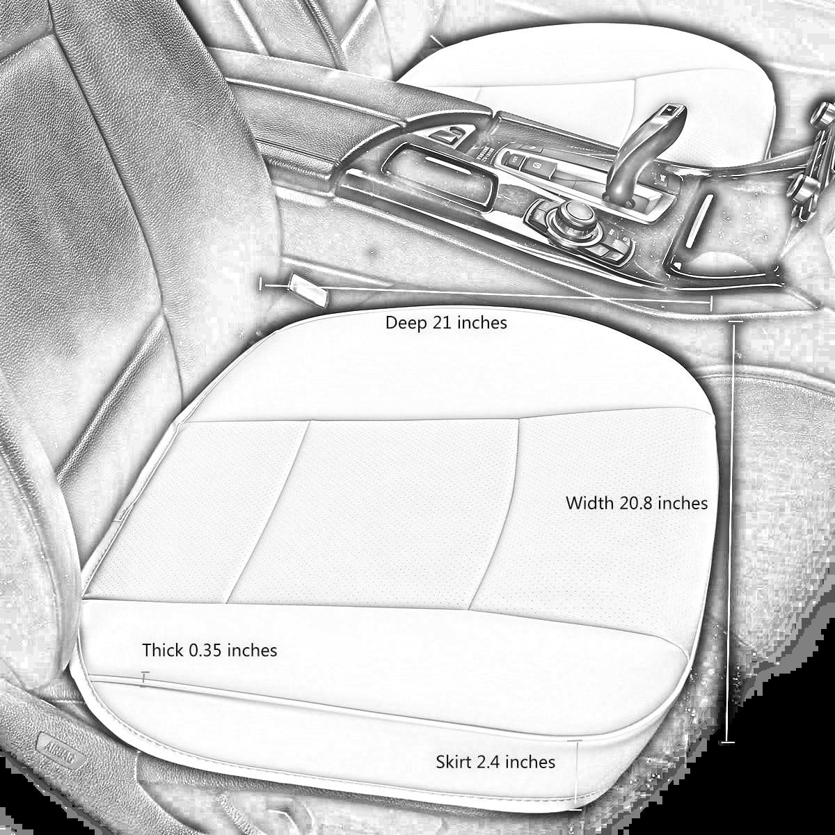 Ultra-Luxury PU Leather Car Seat Cushion Car Seat Cover for Most Four-Door Sedan&Suv,Single Seat without Backrest 1Pcs(W20.5&times; D21&times;T 0.35 Inch) (3D - Gray) image number 2