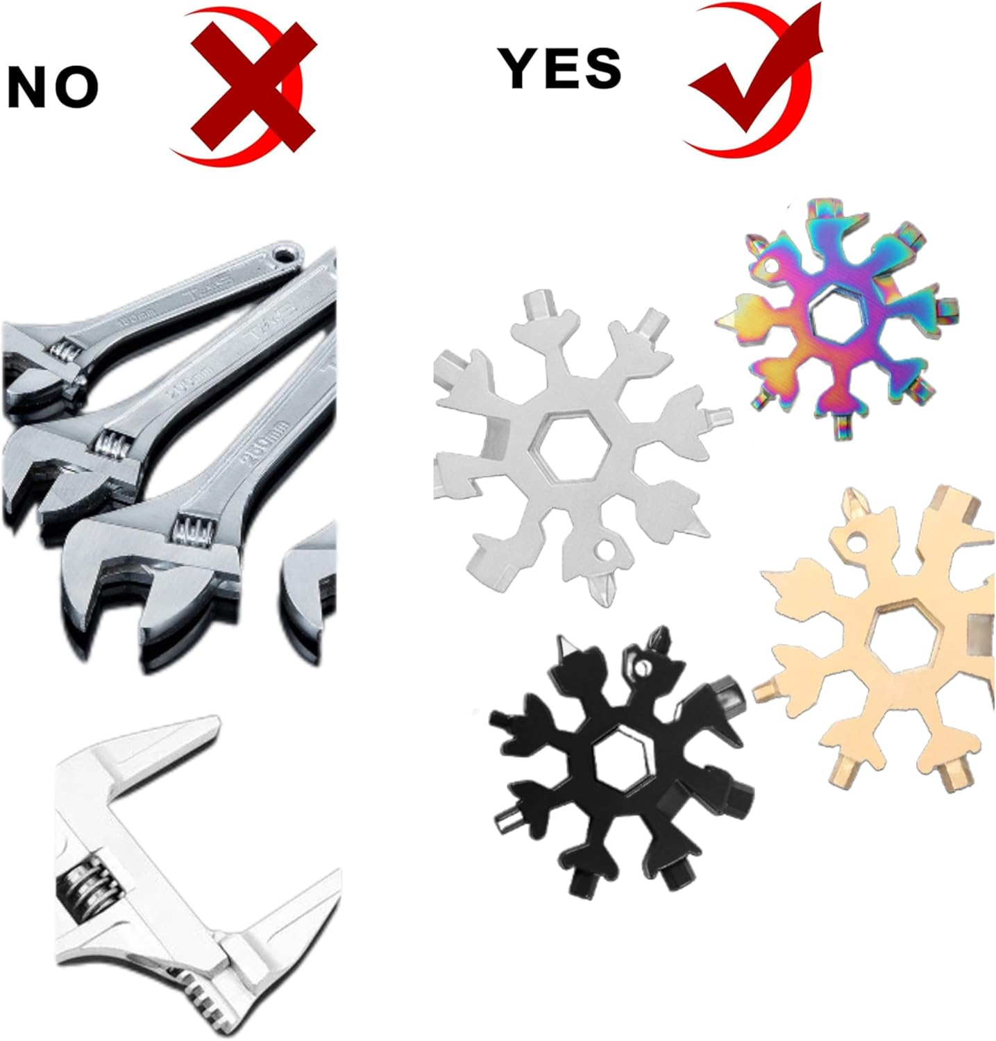 4 PCS Multifunctional Snowflake Wrenchs,18-In-1 Multi-Purpose Screwdriver,Portable Screwdriver Keyring,Universal Portable Tool Set,Flat Phillips Screwdriver,Wrench,Mini Durable and Portable image number 5