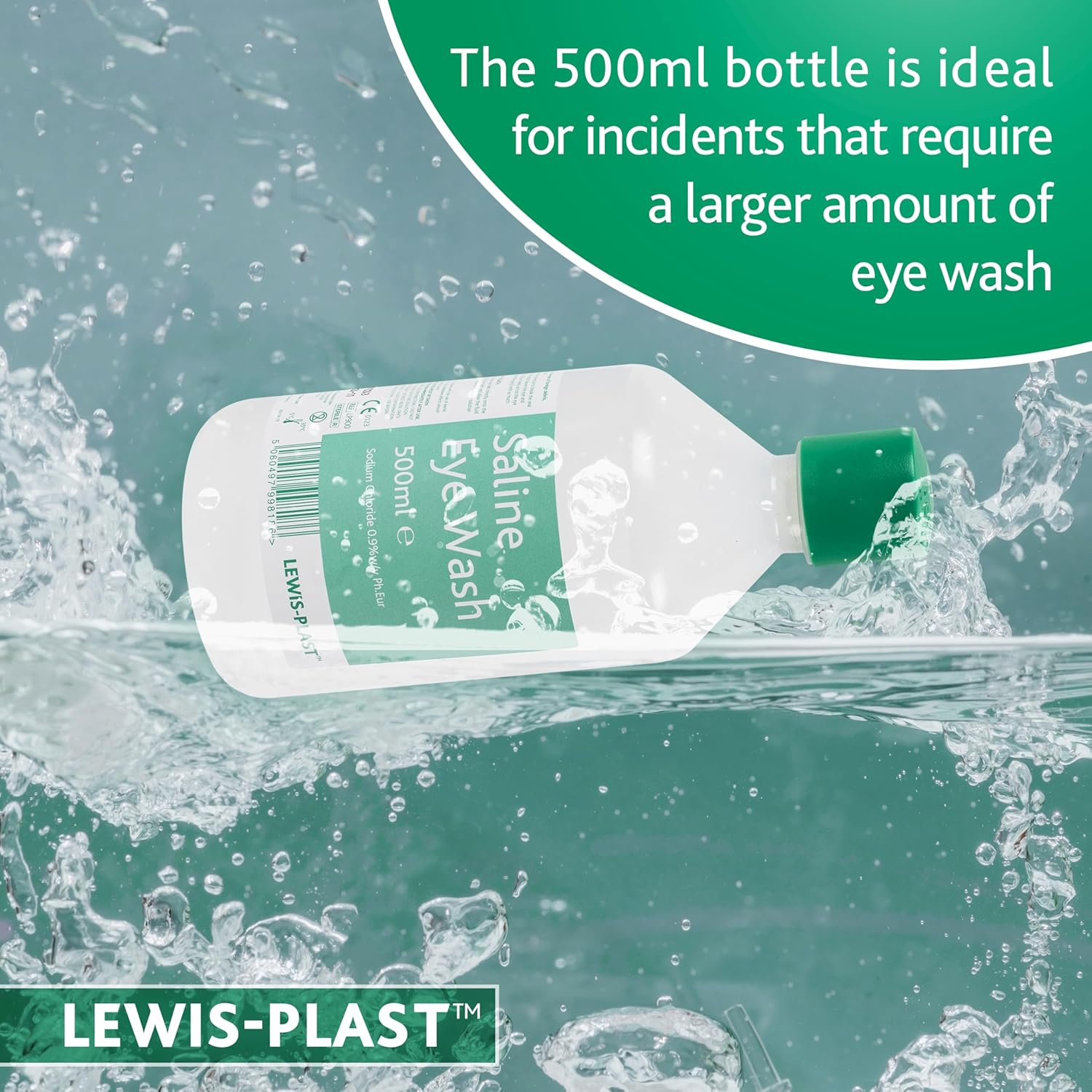 Lewis-Plast Saline Eye Wash Solution, 500Ml Bottle for Safe and Effective Eye Care