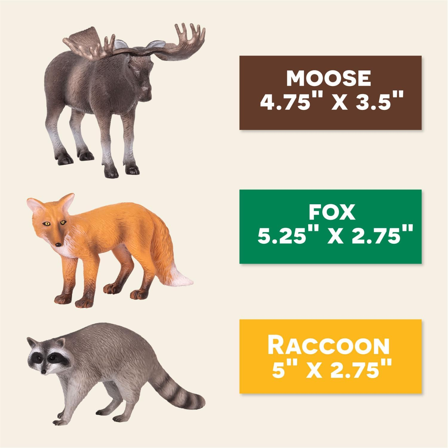 Terra by Battat &ndash; Animal Toys for Kids &ndash; 3 Forest Animal Figurines &ndash; Realistic Animal Playset &ndash; Fox, Moose, Raccoon &ndash; 3 Years + &ndash; Forest Animals - Fox, Moose, Raccoon