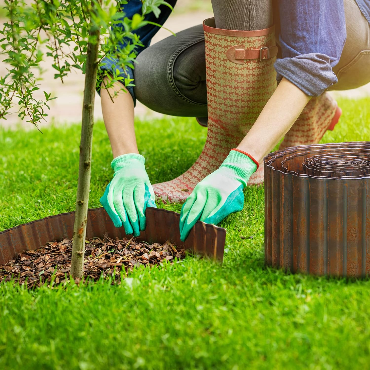 Worth Garden 20 Feet Pre-Rusted Corrugated Edging - 10" H. Sturdy Steel Landscape Lawn Edging - Bendable Metal Long Strips of Garden Border for Raised Flower Bed Tree Surrounds image number 5