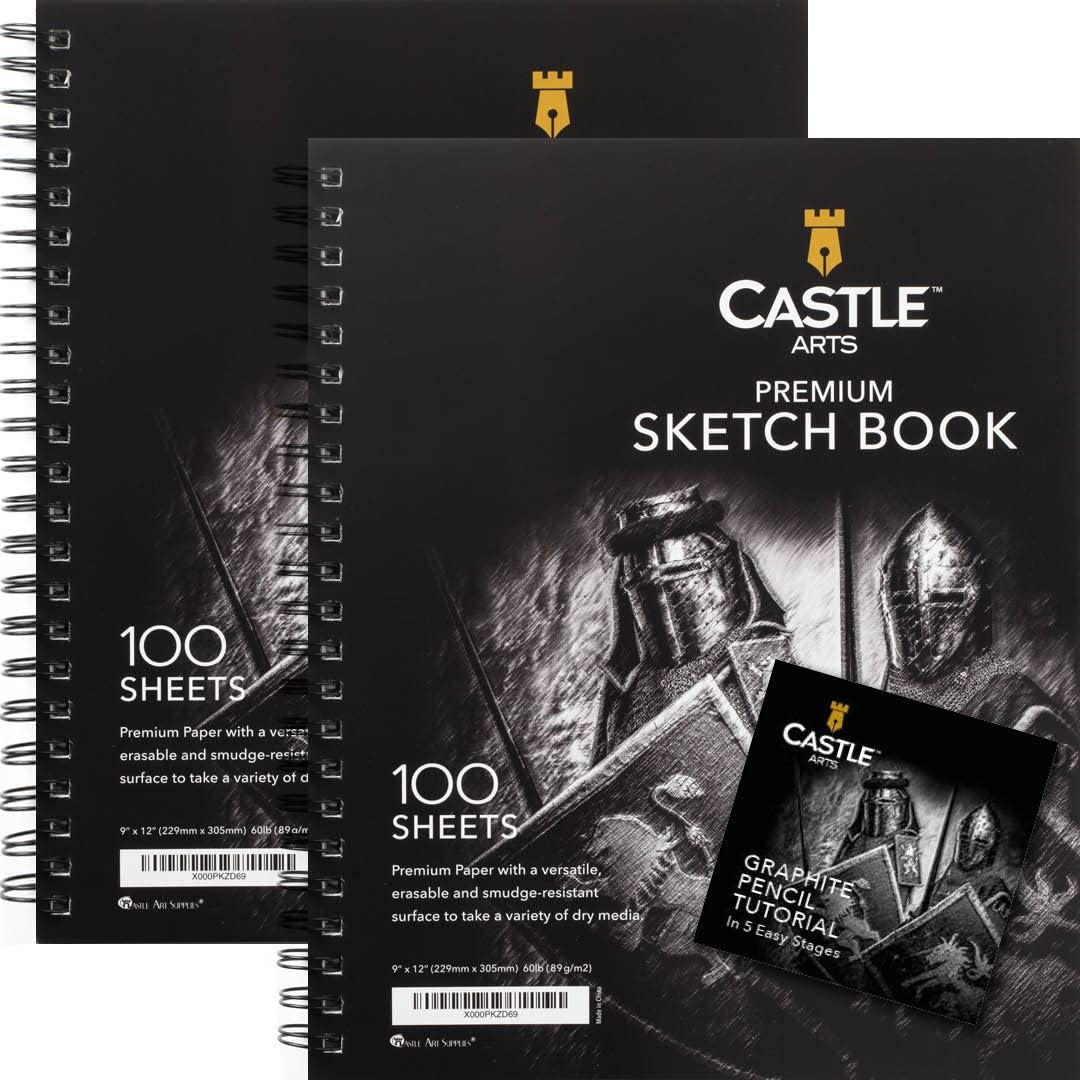Castle Art Supplies Artists Sketch Books (2 Sketch Pad Pack) 9" X 12", 200 Sheets of Sketch Paper Ideal for Drawing and School Supplies - Acid Free and Excellent Value image number 4