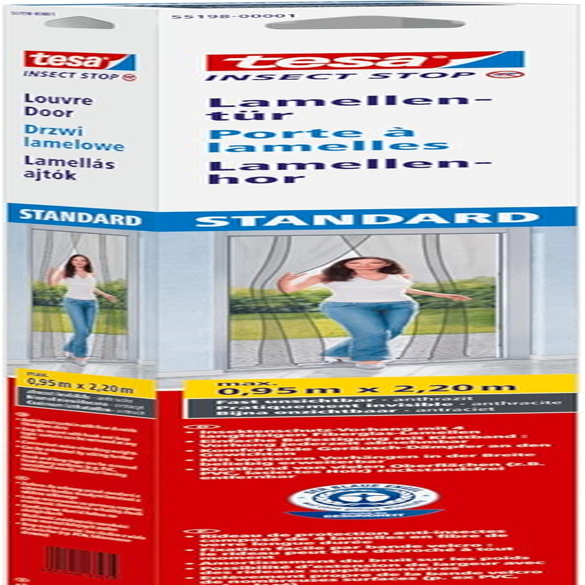 Tesa Insect Stop Hook & Loop STANDARD for Windows - Self Adhesive Window Fly Screen - Cut to Desired Size - in White, 130 Cm X 150 Cm