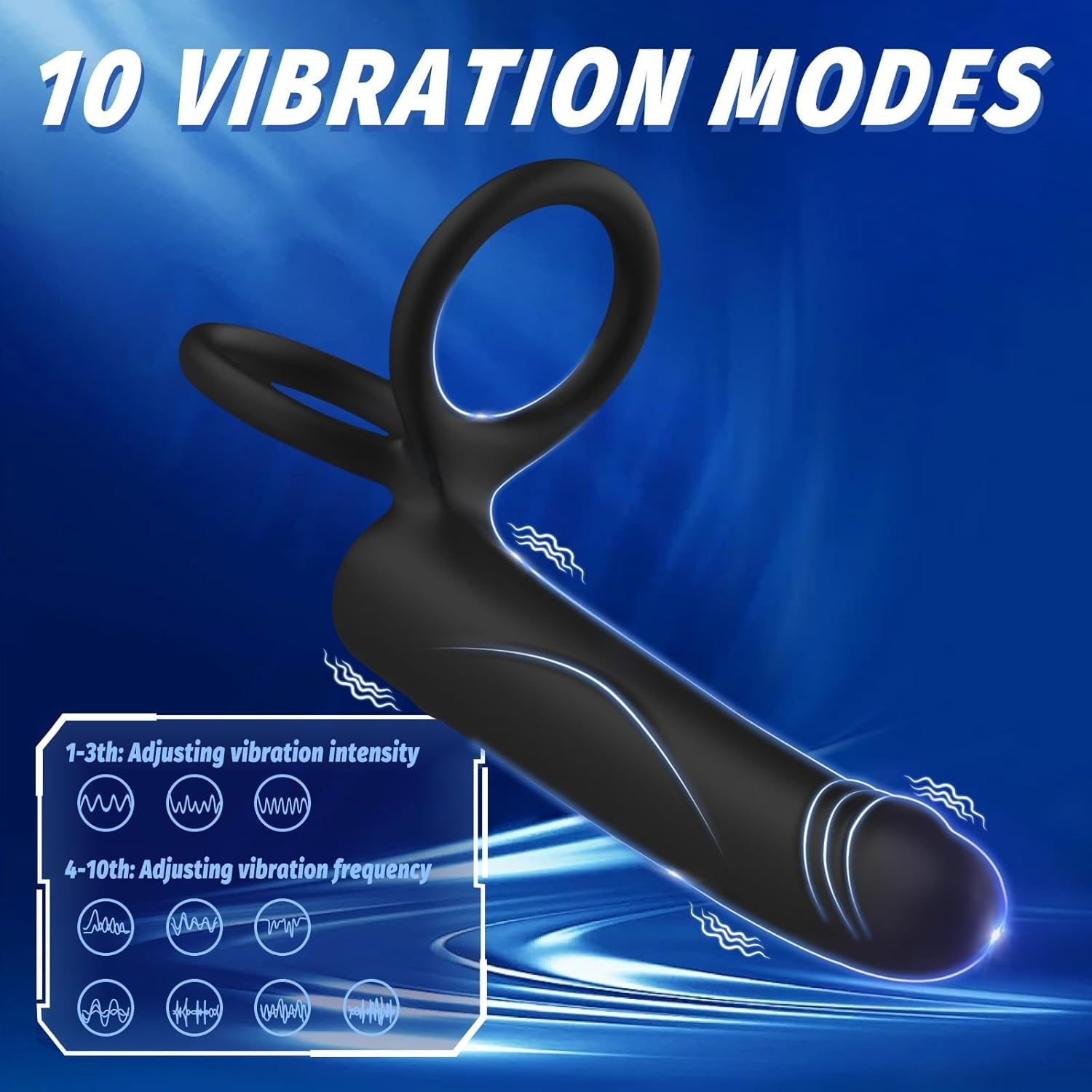 Anal Dildo Vibrator Sex Toys for Men, Strap-On Dildo Butt Plug with Vibrating Cock Ring, Male Penis Vibrator with 10 Vibration Modes, Double Penetration Pleasure for Men and Couples Adult Sex Toys