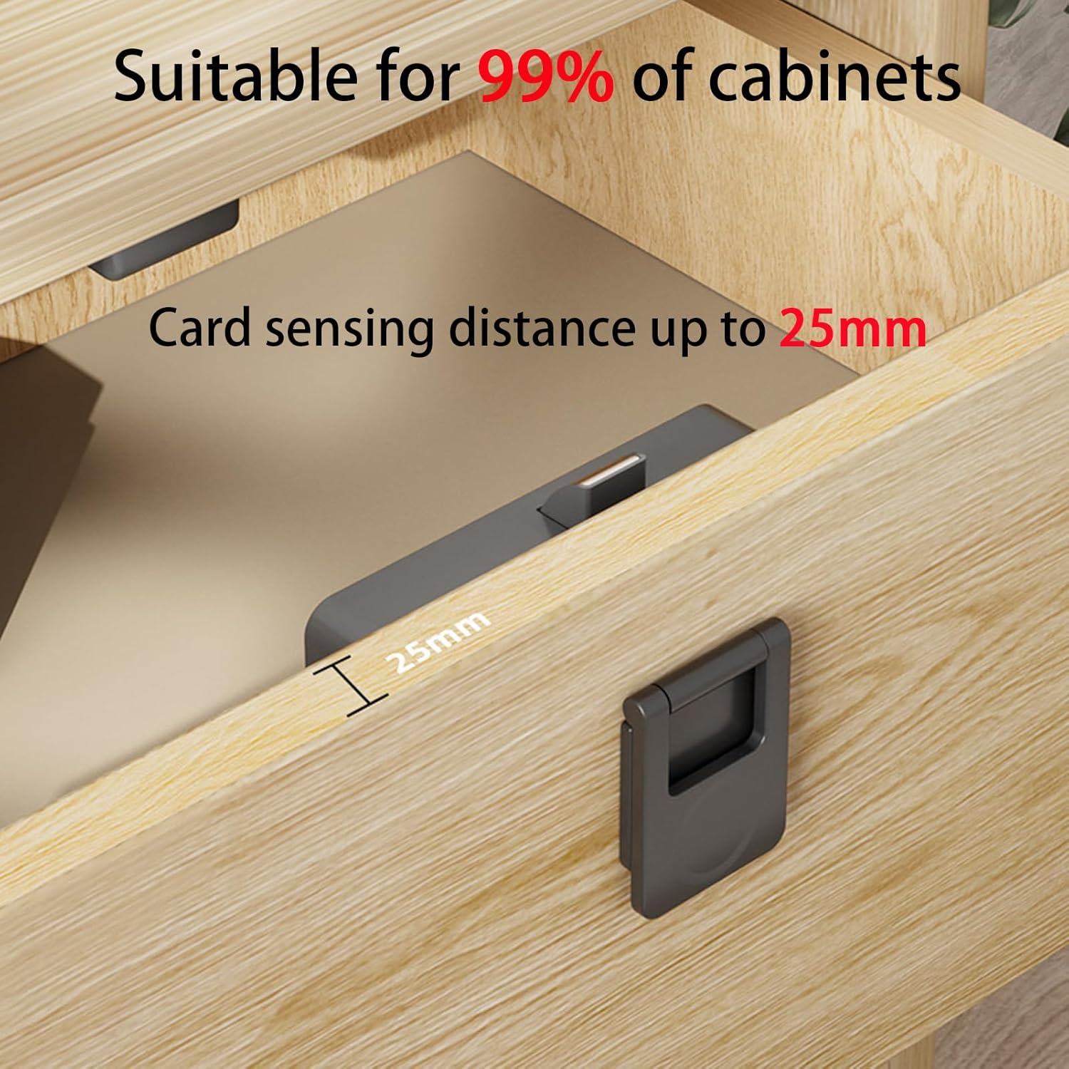 CMINGJ NFC Smart Cabinet Lock, Magnetic Sensing Child Safety Baby Proofing Drawer Lock 4 Unlocking Methods (NFC Card, Handle, Phone, Watch), Long Battery Life, Universal Fit, High Security image number 5