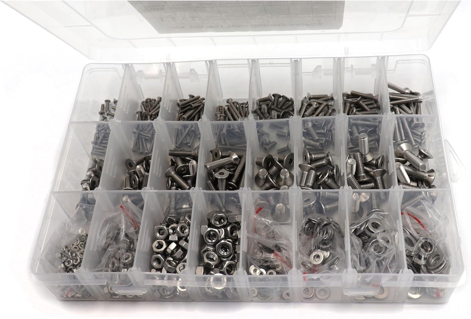 Cseao 940 Pieces M2 M3 M4 M5 Countersunk Head Socket Cap Metric Screws Bolts Washers Nuts Hardware Assortment Kit with Hex Wrenches, 304 Stainless Steel, DIN7991 image number 3