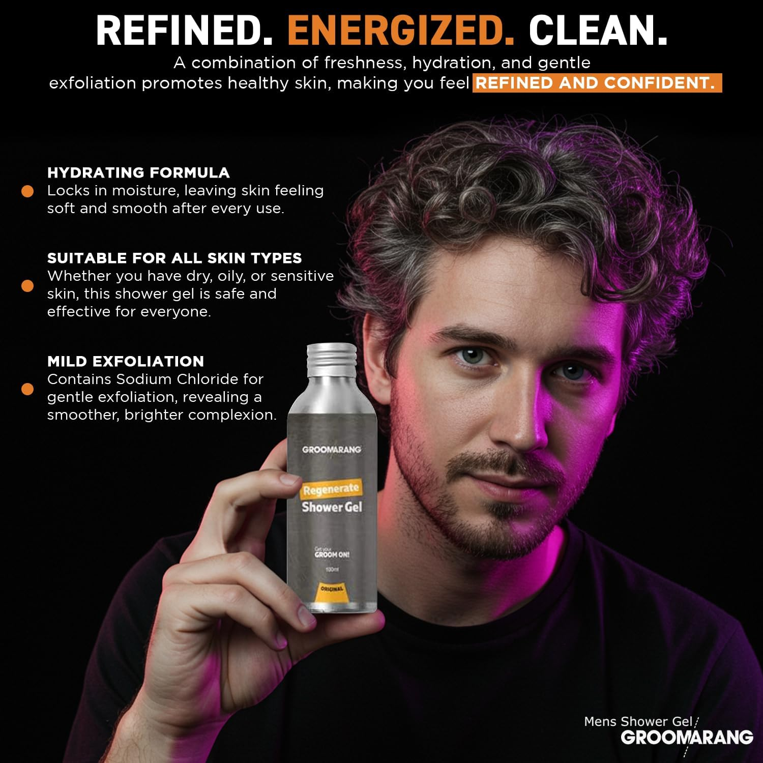 Groomarang Original Regenerate Shower Gel Refresh & Energise 100% Natural Skin Care Organic & Vegan 100Ml image number 3