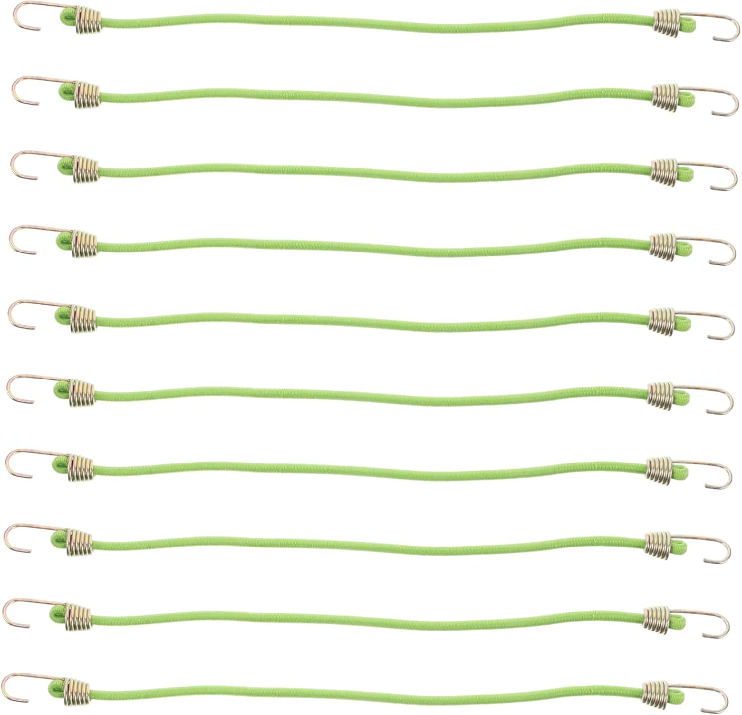 AKOOSY 10Pcs Mini Elastic Luggage Straps with Hooks, Short Stretchy Tie down Fasteners for Travel, Green 25Cm Bungee Cord Set for Suitcases and Camping image number 2