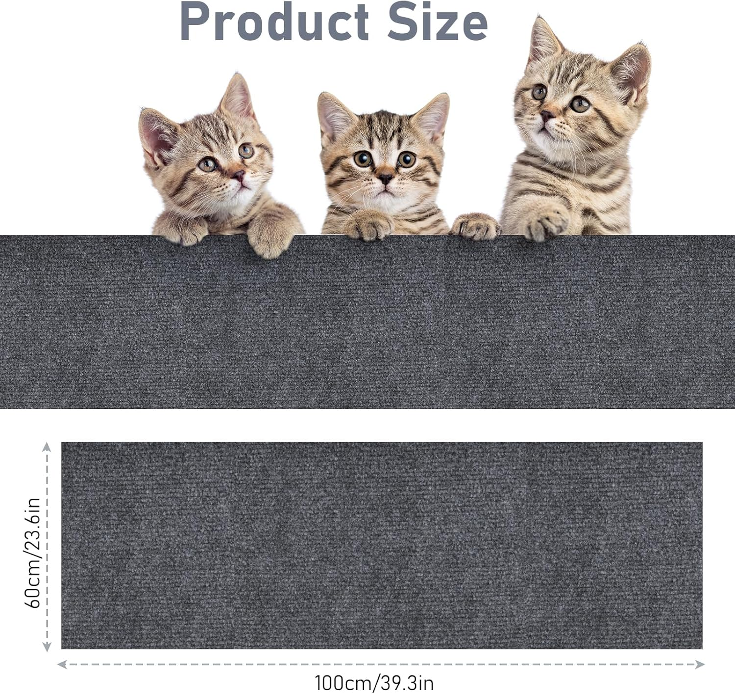 Adiwo 60 Cm X 100 Cm, Self-Adhesive Scratching Mat, Cat Scratching Mat, Scratch Protection, Sofa Cat, DIY Scratching Boards, Scratch Wall for Furniture, Scratching Carpet, Couch Protection (Dark Grey) image number 4
