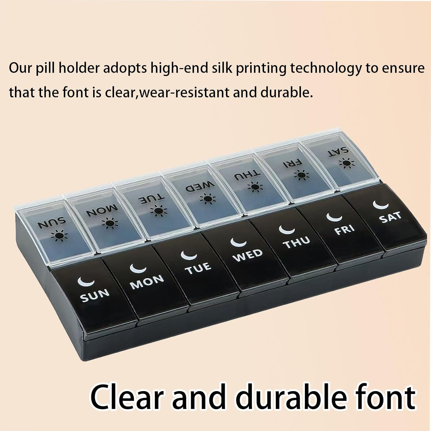 7-Day Pill Organizer with AM/PM Reminders | 14 Compartments Bpa-Free Weekly Pill Case for Fish Oil, Vitamins & Supplements | Leakproof, Travel-Size Medication Box (Dustproof & Drop-Resistant) image number 3
