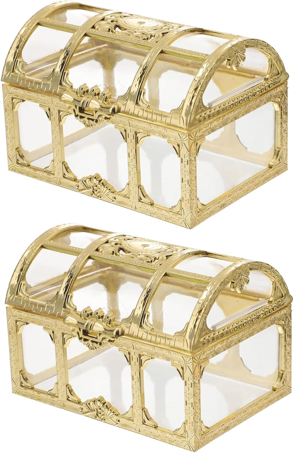 WOONEKY 2Pcs Pirate Treasure Box Crystal Jewelry Box Plastic Treasure Chest Organiser for Jewelry Storage