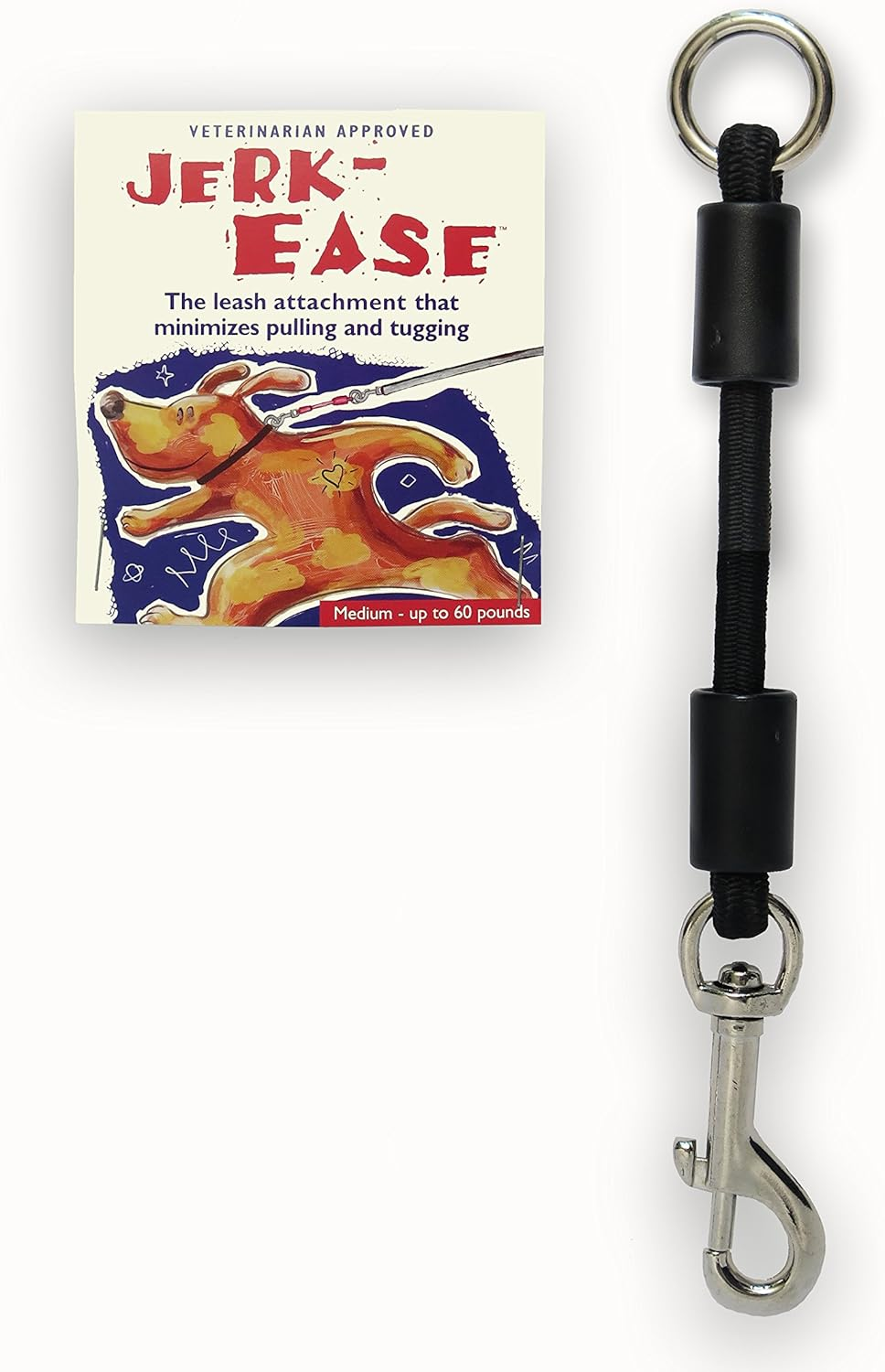 (Medium (Up to 27Kg), Black) - Jerk-Ease Bungee Dog Leash Extension - Patented Shock Absorber Protects You and Your Dog - Works with Any Leash & Collar (Or Harness) - a Must for Retractable Leashes - Click Size/Colour Below image number 2