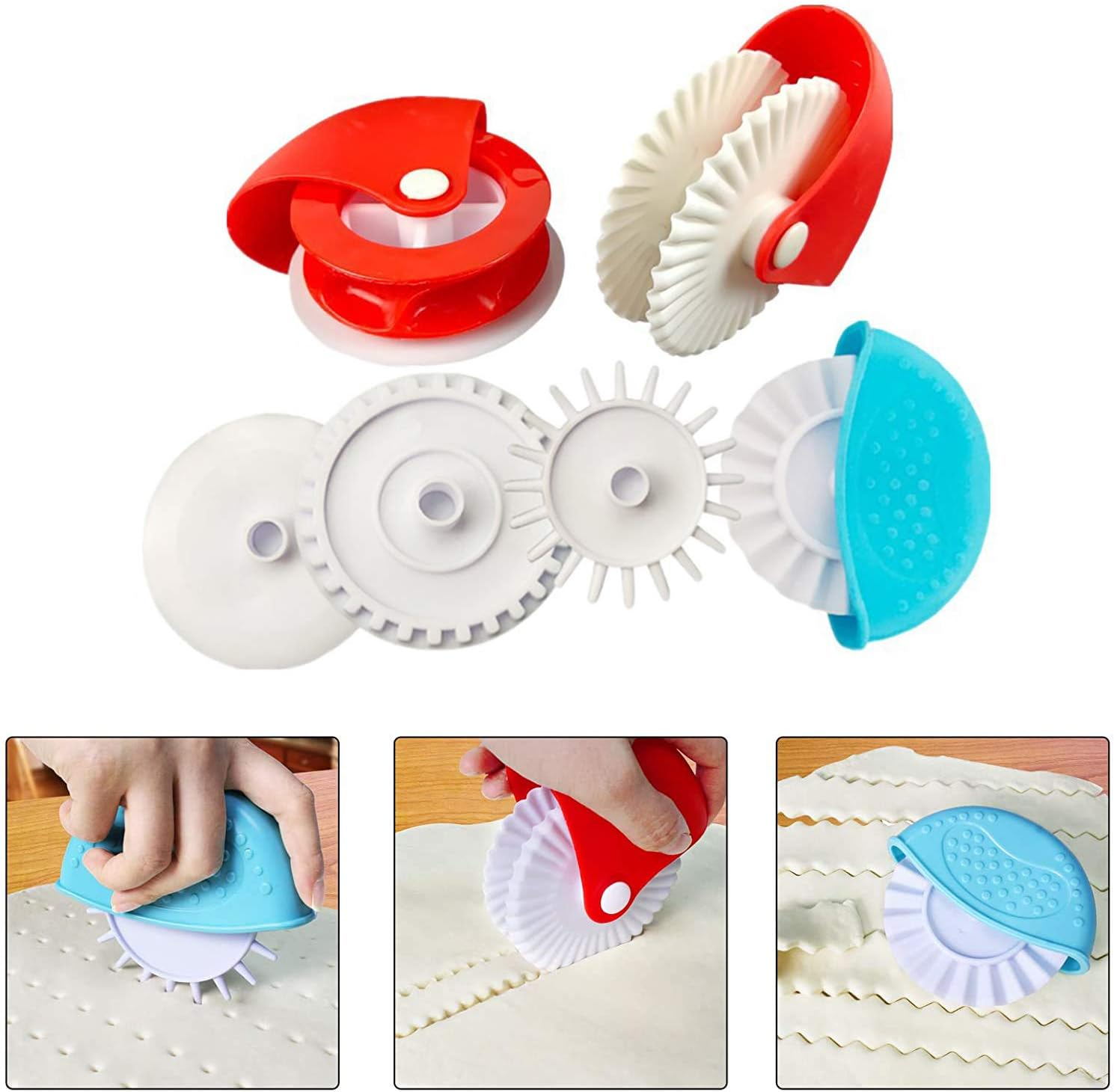 Pastry Wheel Decorator and Cutter, 6Pcs Pie Wheel, Pastry Wheel Roll, Pie Crust Cutter, Pastry Cutter, Pie Cutter, Pizza Pastry Pie Lattice Cookie Biscuit Decoration, DIY Baking Cooking Tool image number 4