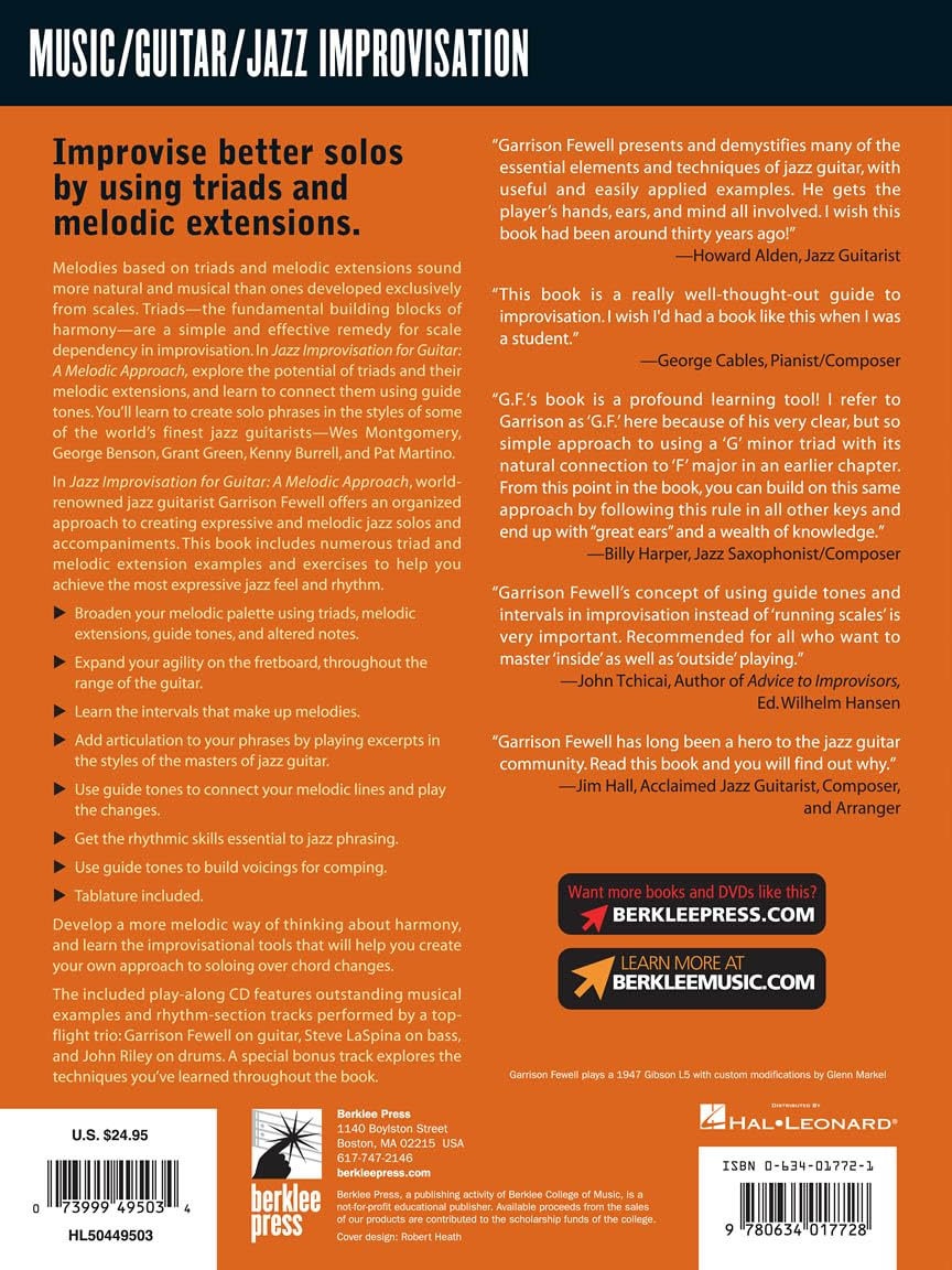 Jazz Improvisation for Guitar - a Melodic Approach Book/Online Audio