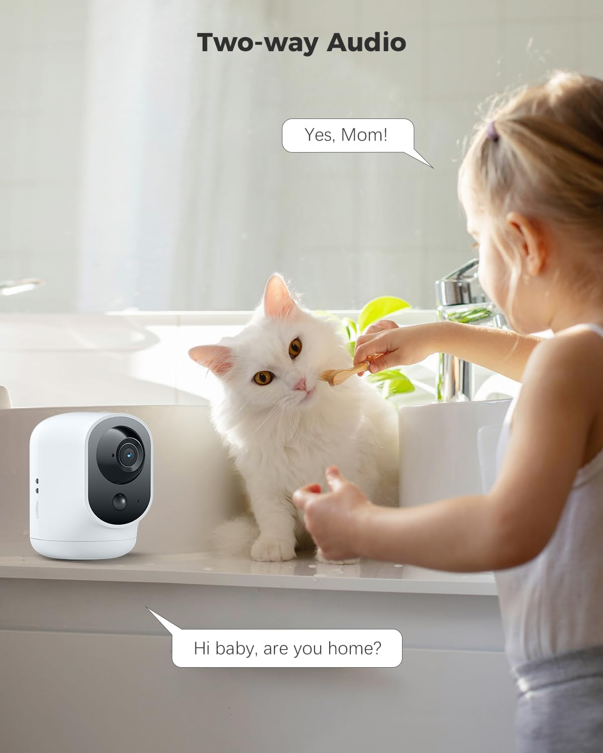 COCOCAM 2PCS 2K Indoor Pan/Tilt Security Camera with 5200Mah Battery, Wifi Camera, Wireless for Baby Monitor/Pet Camera/Home Security, AI Recognition, PIR Human Detection,Work with Alexa, 2.4G Wifi image number 2