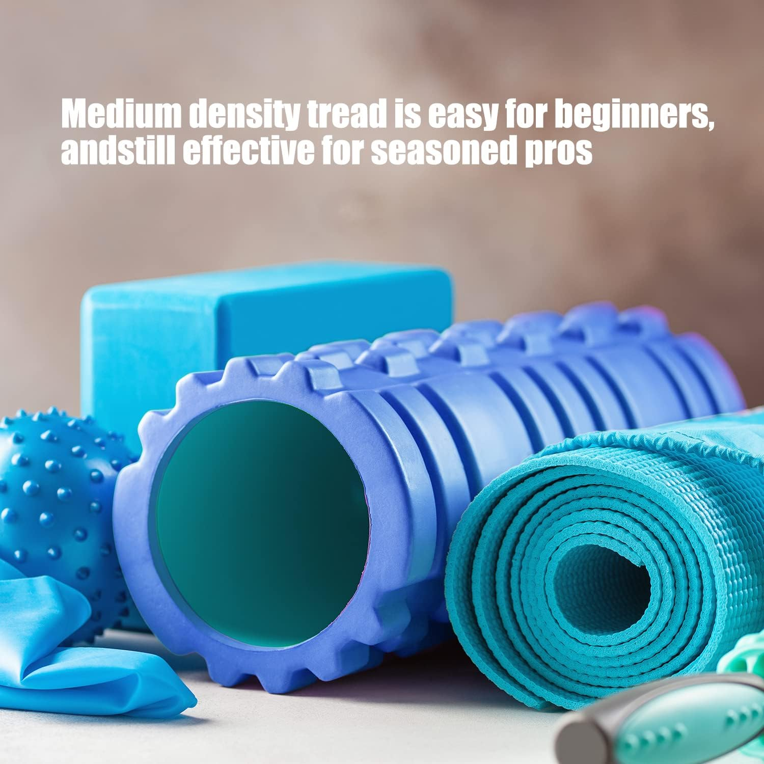 IWORKOUT Foam Roller - EVA Foam Roller with Grid/Bump Texture, Medium Density Deep Tissue Massager for Muscle Massage and Myofascial Trigger Point Release (Blue) image number 1