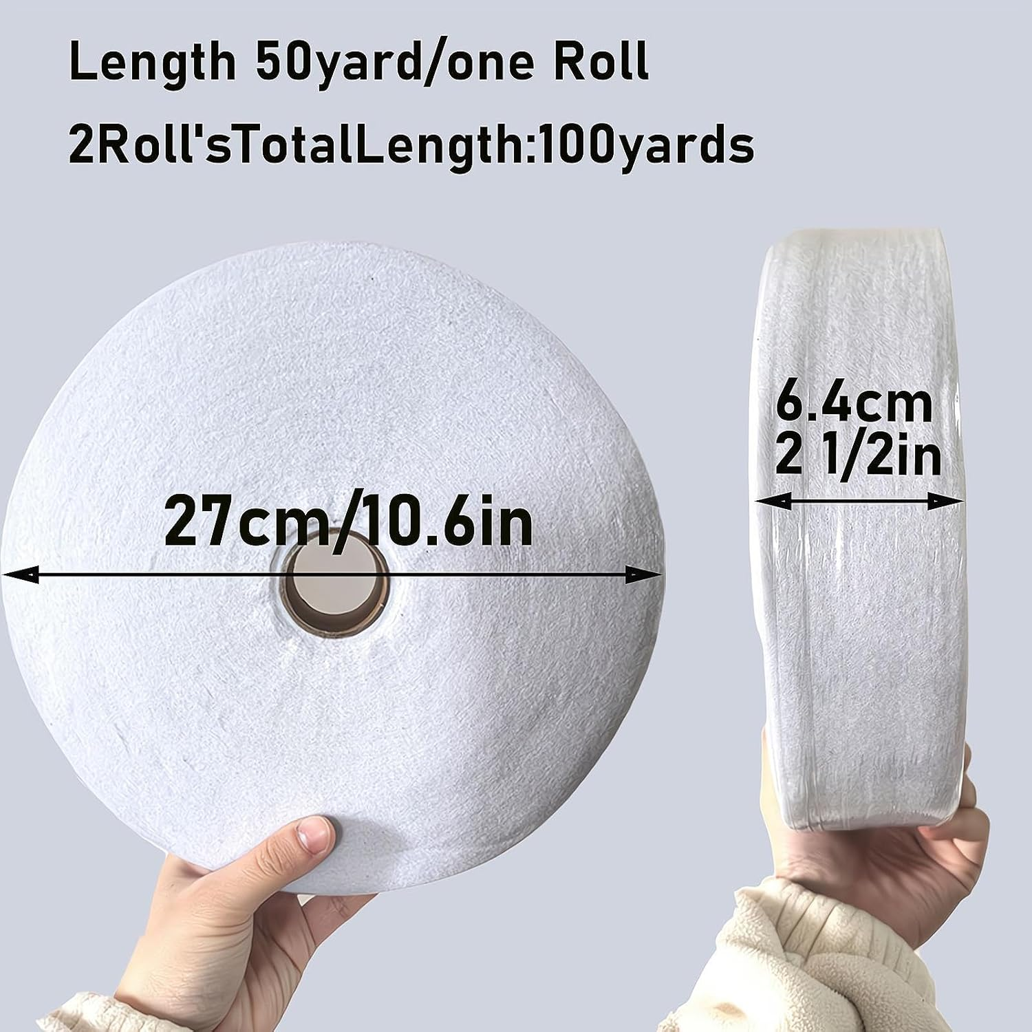 2 Roll 2 1/2 Inch Total 100 Yards Cotton Blend Fleece Batting Roll for Jelly Roll Rugs - Perfect for Throw, Braided Rugs image number 1
