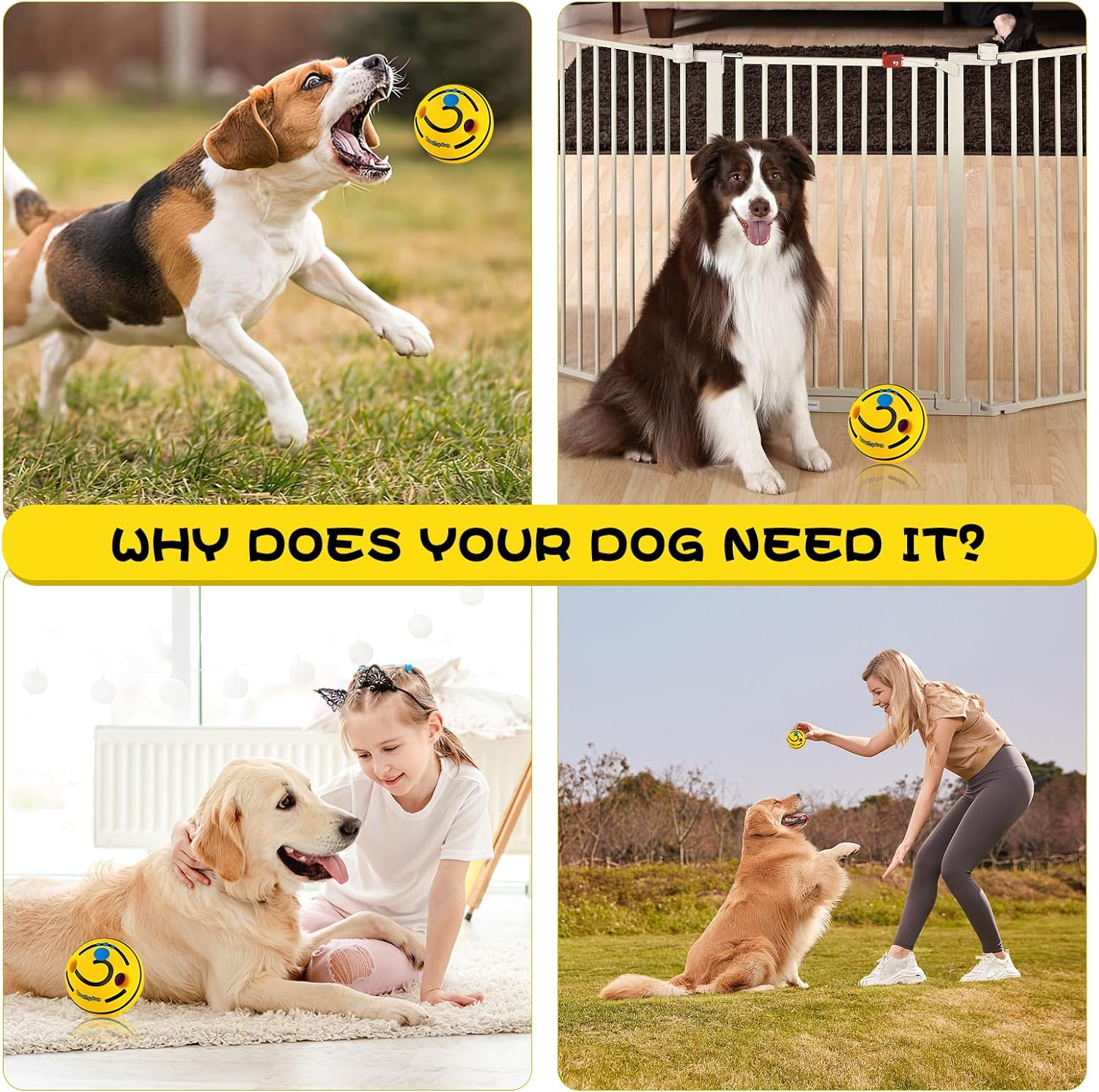 Dog Toy, Giggle Ball Dog Toy, Durable Wobble Wag Chewing Dog Balls, IQ Training Cleaning Teeth Indoor Outdoor for Medium Large Dogs, image number 6