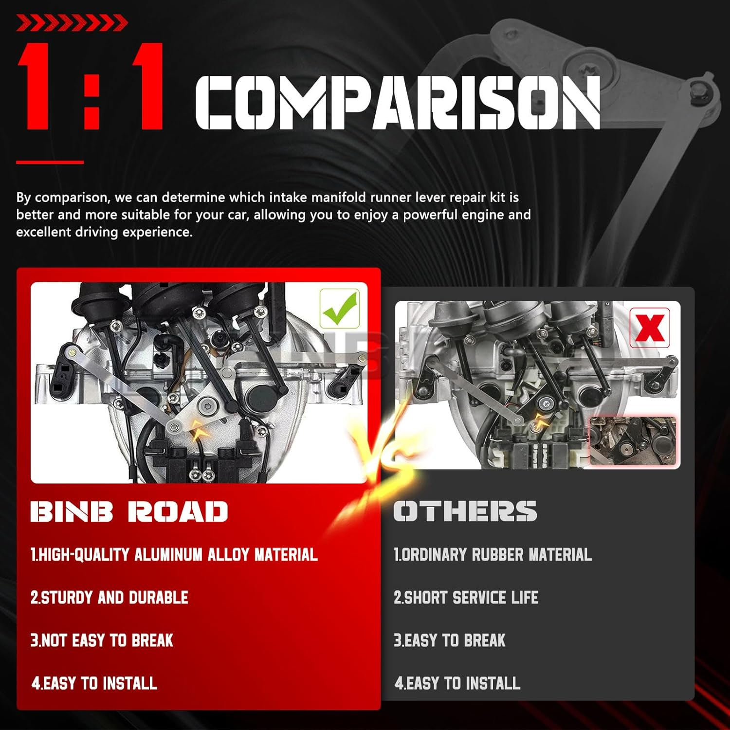 BINB ROAD Intake Manifold Swirl Air Flap Runner Repair Kit 2721402401 273140070164 Compatible with Mercedes Benz C300 C350 CLK350 image number 1